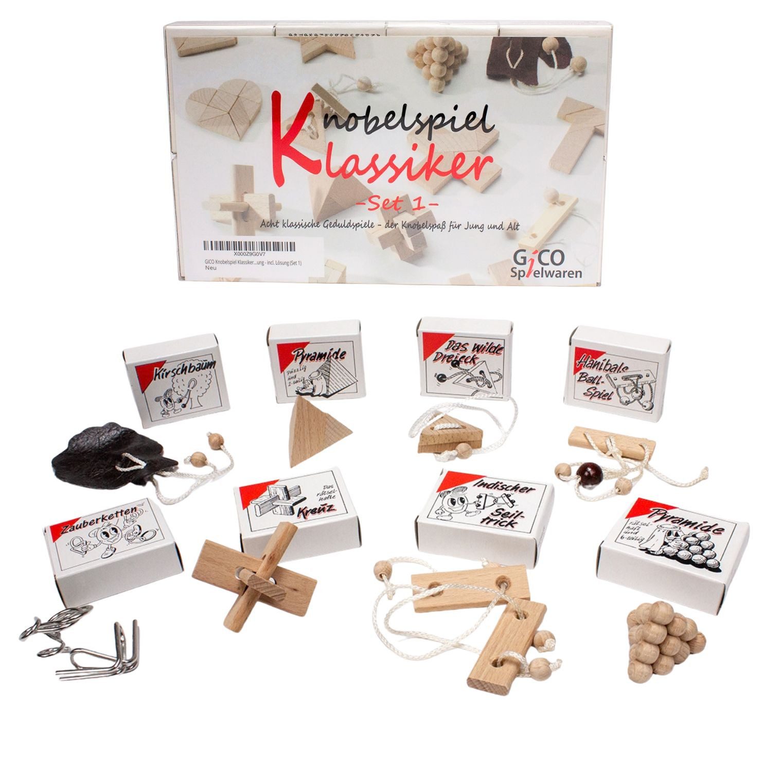 GICO Spielesammlung GICO Knobelspiel Klassiker Set 1 - 8 Geduldspiele - 2180