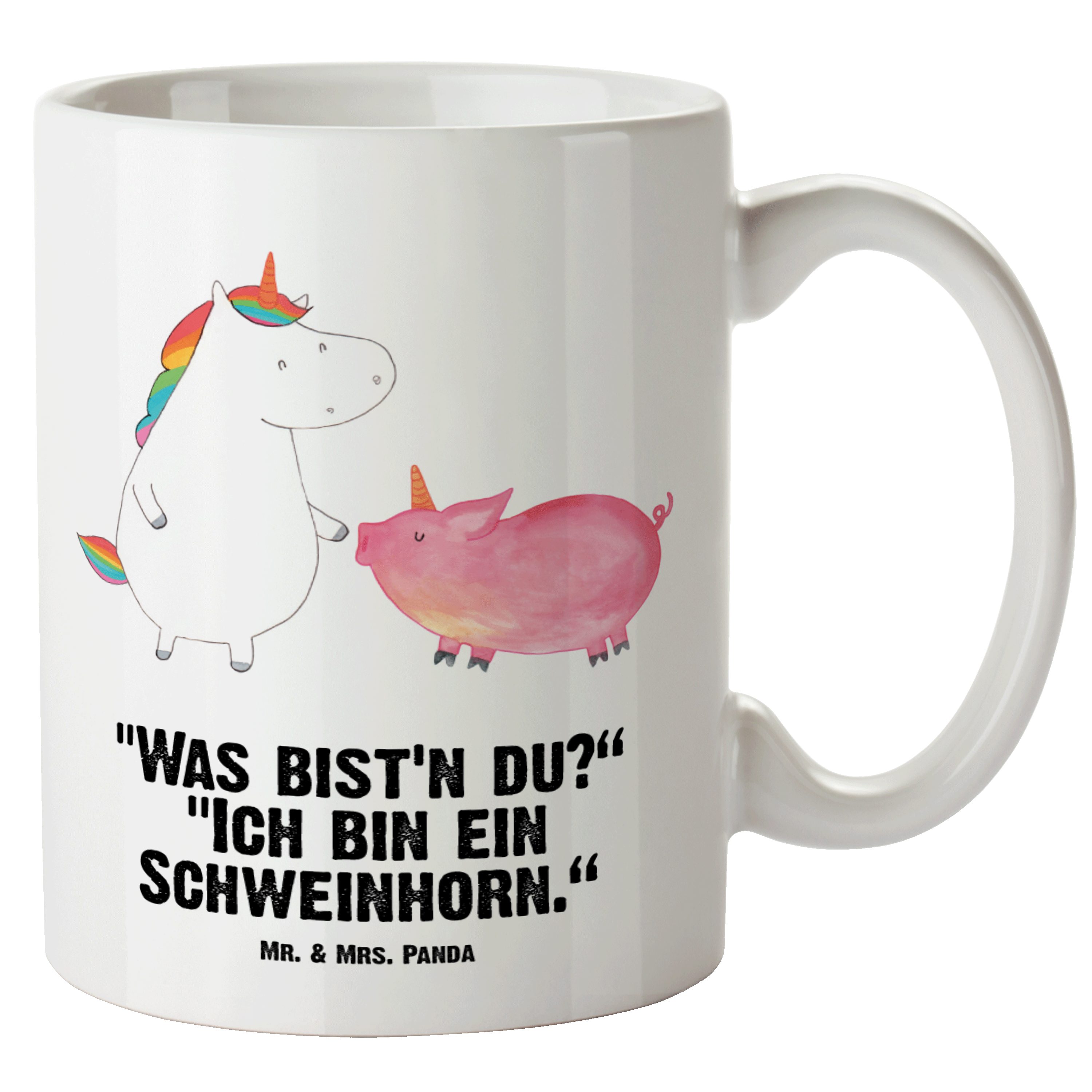 Mr. & Mrs. Pegasus, + XL Schweinhorn Geschenk, spülmaschinenfest, Panda Tasse Keramik Einhorn - Weiß - Tasse