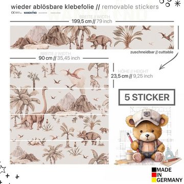 WANDKIND Wandtattoo Aufkleber für IKEA KURA Kinderbett Dinosaurier (Ohne Möbel) IKB512, wieder ablösbar