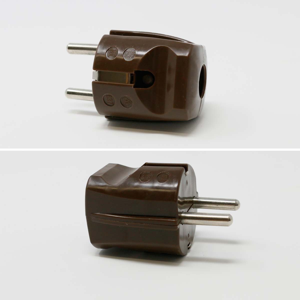 world-trading-net Euroflachstecker Standard Stecker braun mit Schutzkontakt, 250V/16A