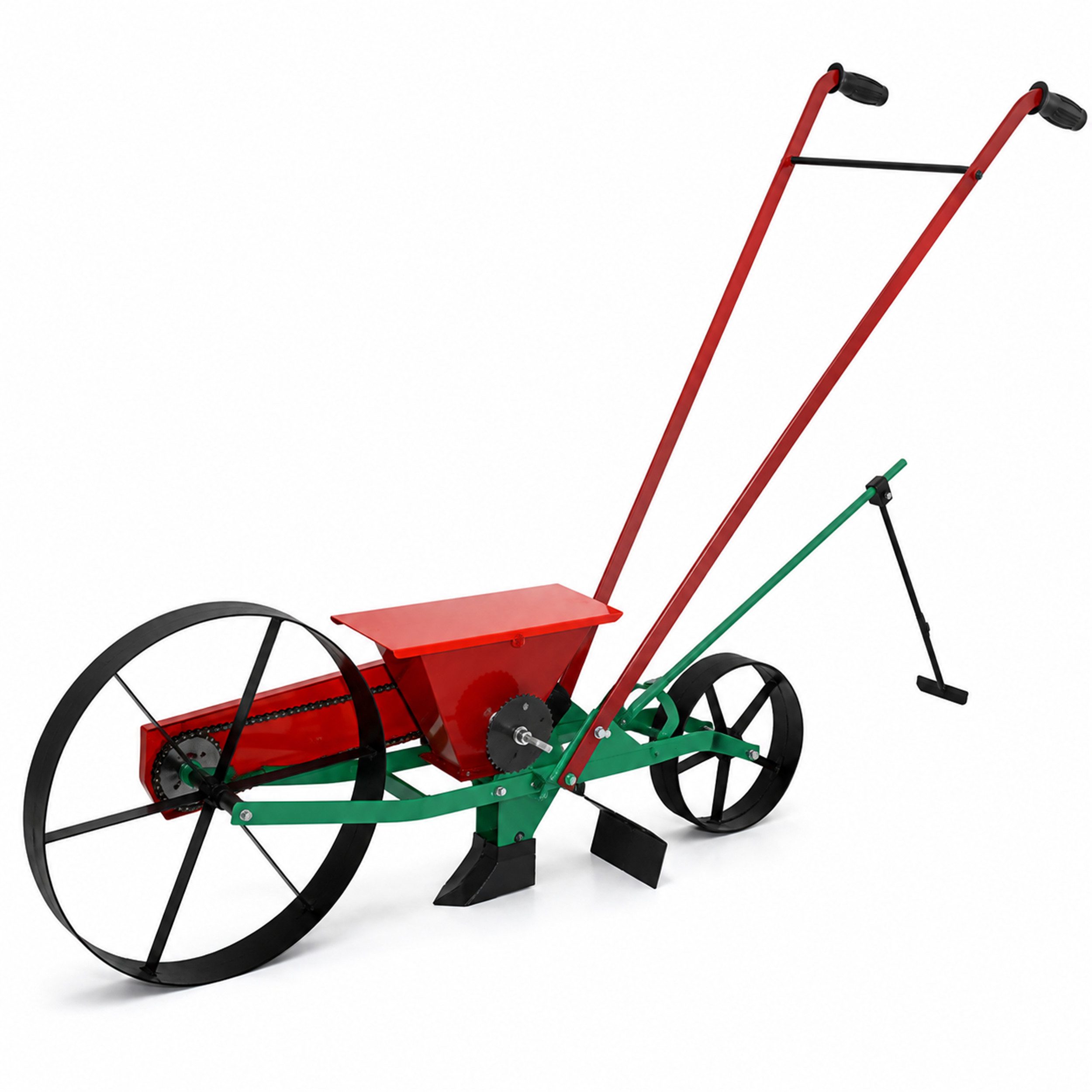 QLS Streuwagen Handsämaschine mit 2,5 l Saatkasten für Samen von 2 bis 18 mm, 2,5 l Füllmenge, Präzise Aussaat, Bürstensystem, Reihen- & Horstsaat, Metallsäplatte