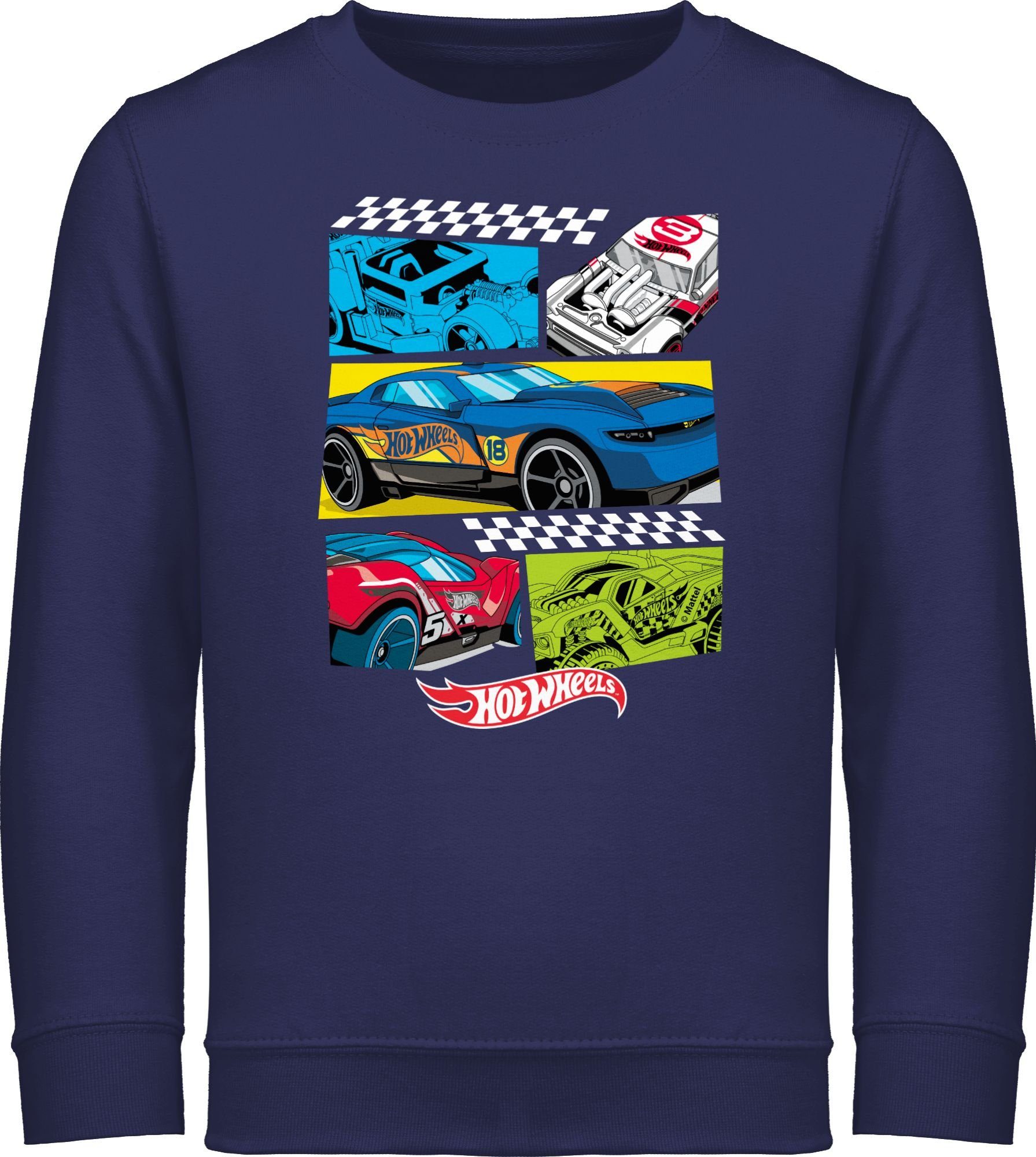 Shirtracer Sweatshirt Comic Rennautos Hot 3 Blau Mädchen Navy Wheels