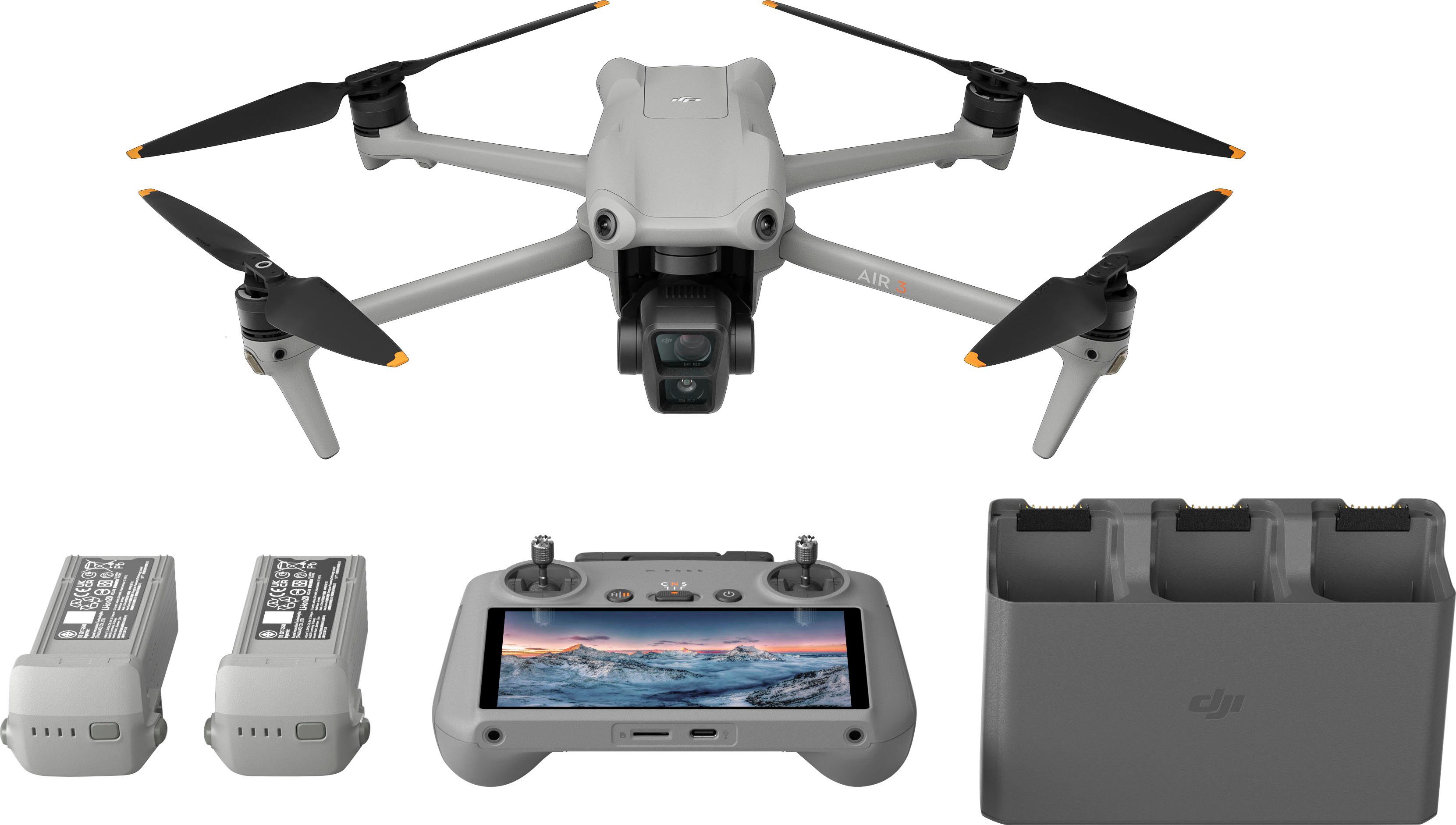 3 Weitwinkelkamera More (DJI Drohne (4K und Fly Combo Dual-System HD), Ultra im Air DJI RC 2) Tele-