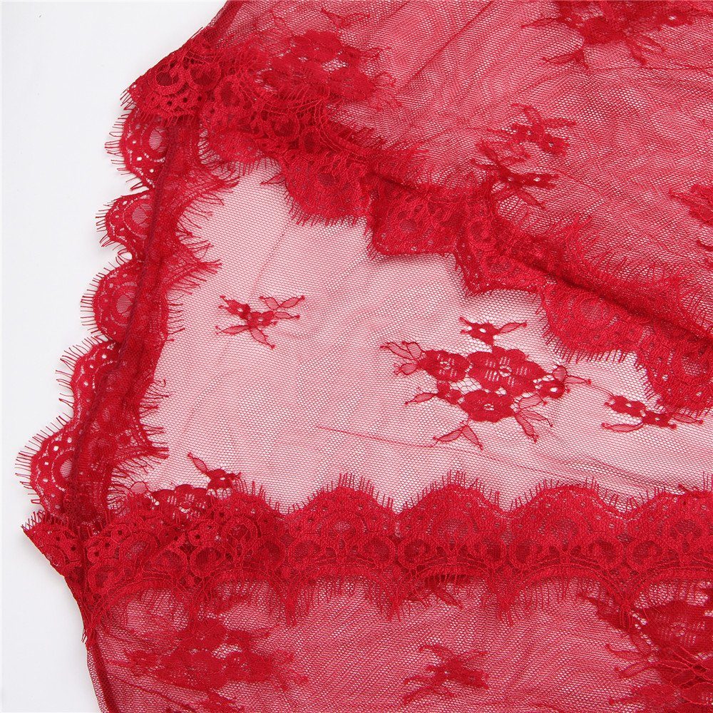 Dessous Kimono transparenter Lingerie Spitze, mittellang Organza sexy rot, in Kimono aus Shanon