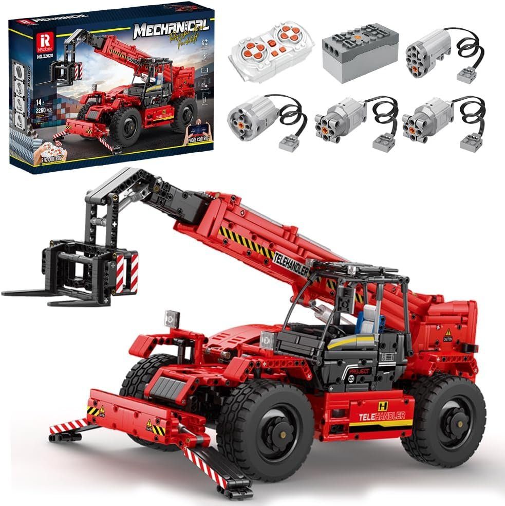 Reobrix Reobrix 22020 Teleskoparm Gabelstapler - RC-Control Konstruktionsspielsteine, (2260 St)