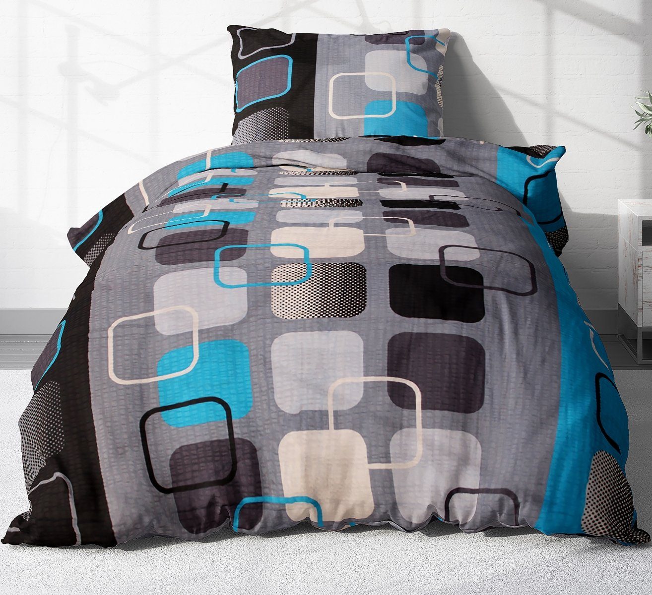 Heubergshop Bettwäsche, Seersucker, 2 teilig, 135x200cm + 80x80cm Karo Türk günstig online kaufen