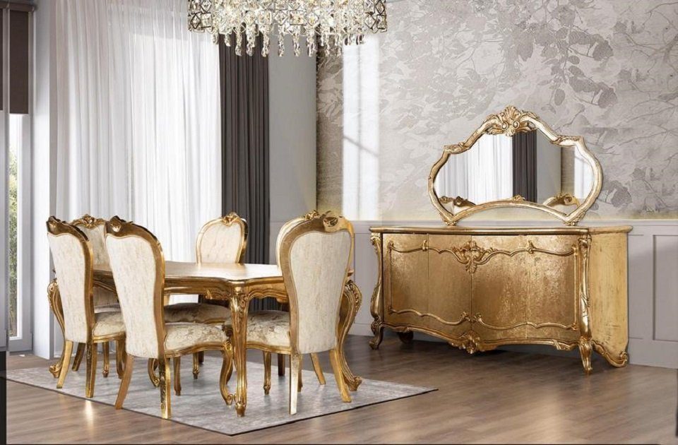 Xlmoebel Sideboard Goldene Kommode mit Spiegel und elegantem Design (2 St), Hergestellt in Europa