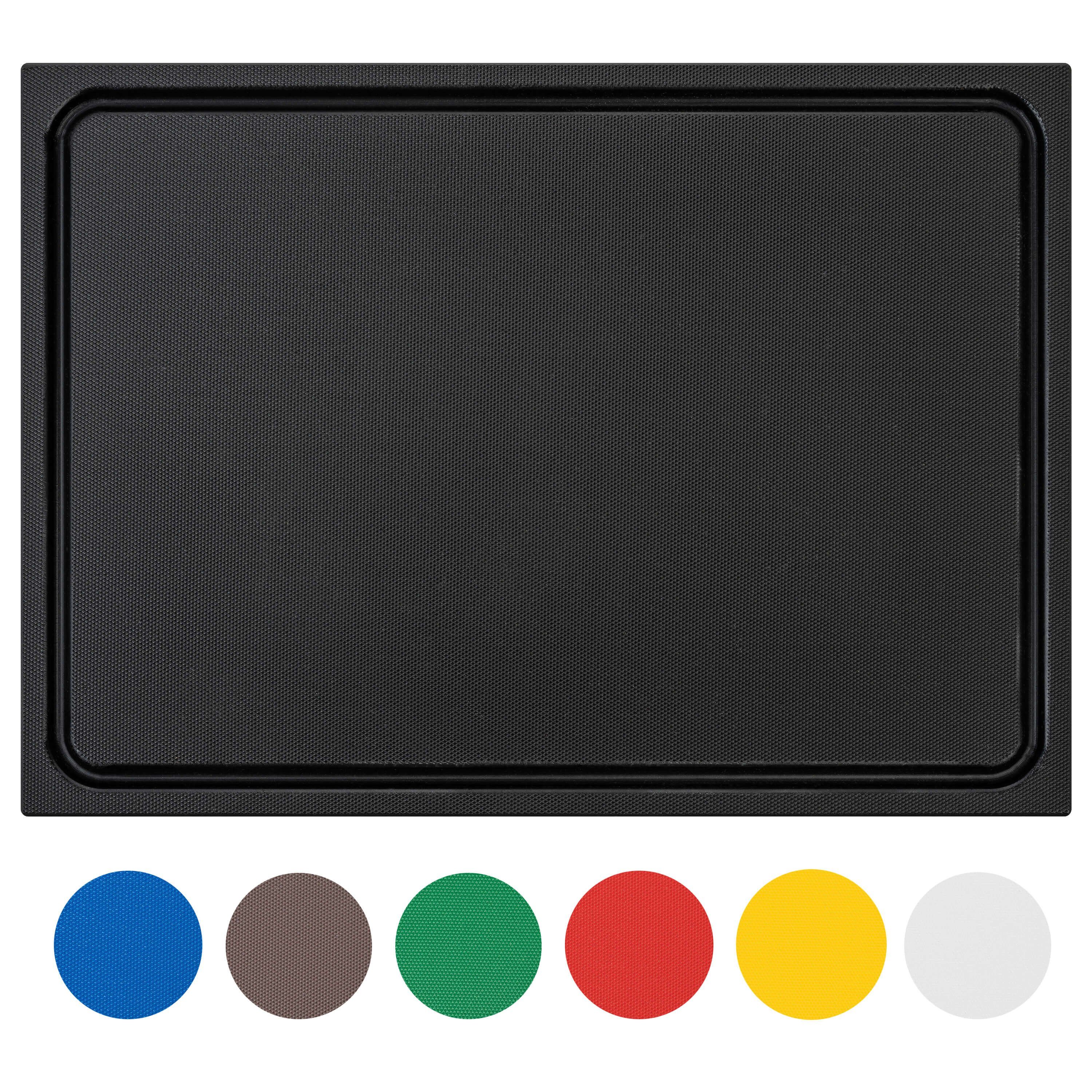MUVELL Schneidebrett Kunststoff, Schwarz, 45x30x2 cm, mit Saftrille, EXTRA dick, Kunststoff, (Stück, 1-St., Schneidebrett), messerschonend,Saftrille,Extra Dick