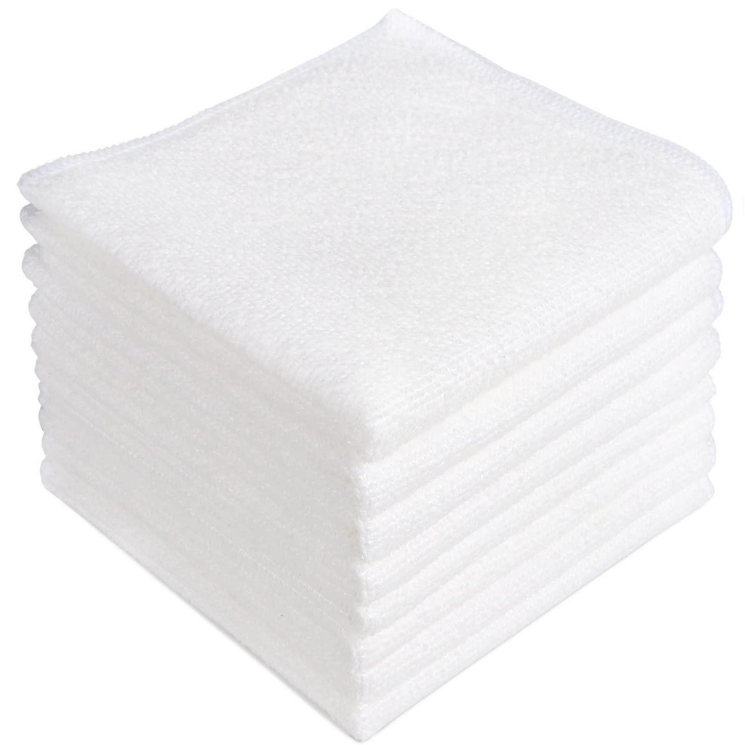 LuxusKollektion Mikrofasertücher Putzlappen Geschirrtücher 29x29cm 8 Stück Weiß Mikrofasertuch