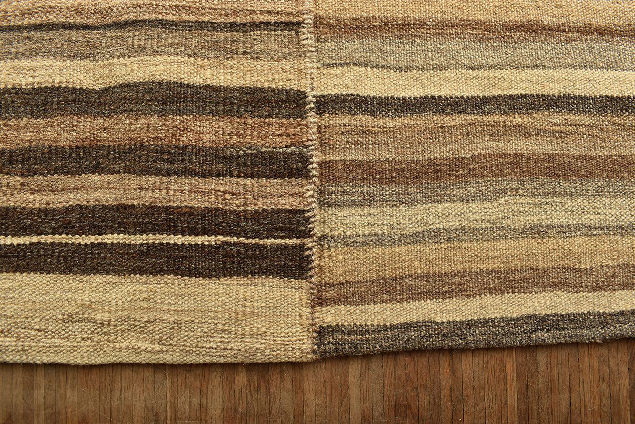 KUHFELL online & NOMAD Orientteppich Nomaden Kelim Mazanderan 315 x 200 cm Braun Beige gestreift 100% Wolle