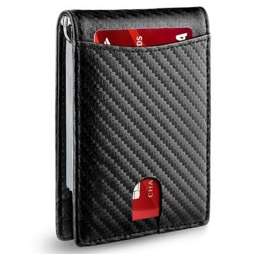 HYIEAR Geldbörse Portmonee Damen und Herren, Slim Wallet with ID Window, RFID Blocker, Kompaktes Retro-Portemonnaie aus Echtleder mit vielen Kartenfächern.