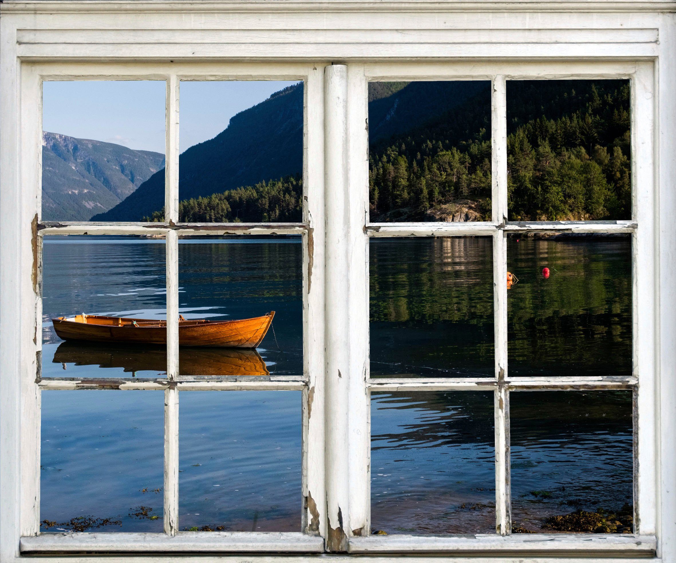 queence Wandsticker Boot auf See, Wandsticker, Wandbild, selbstklebend, 3D, Fenster