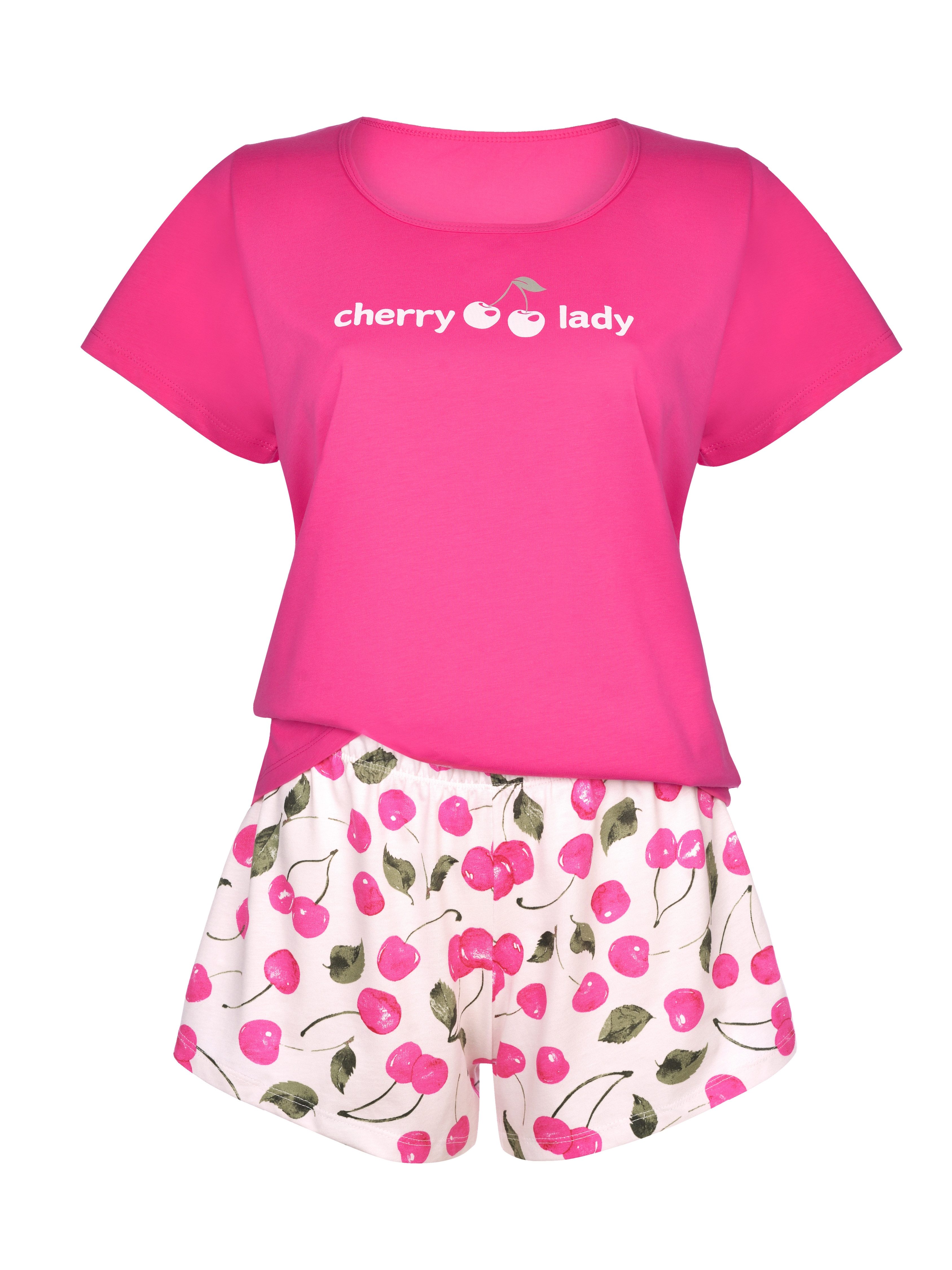 Donna Shorty kurzer Schlafanzug in Fuchsia (2 tlg) Shorts mit schönen Allov günstig online kaufen