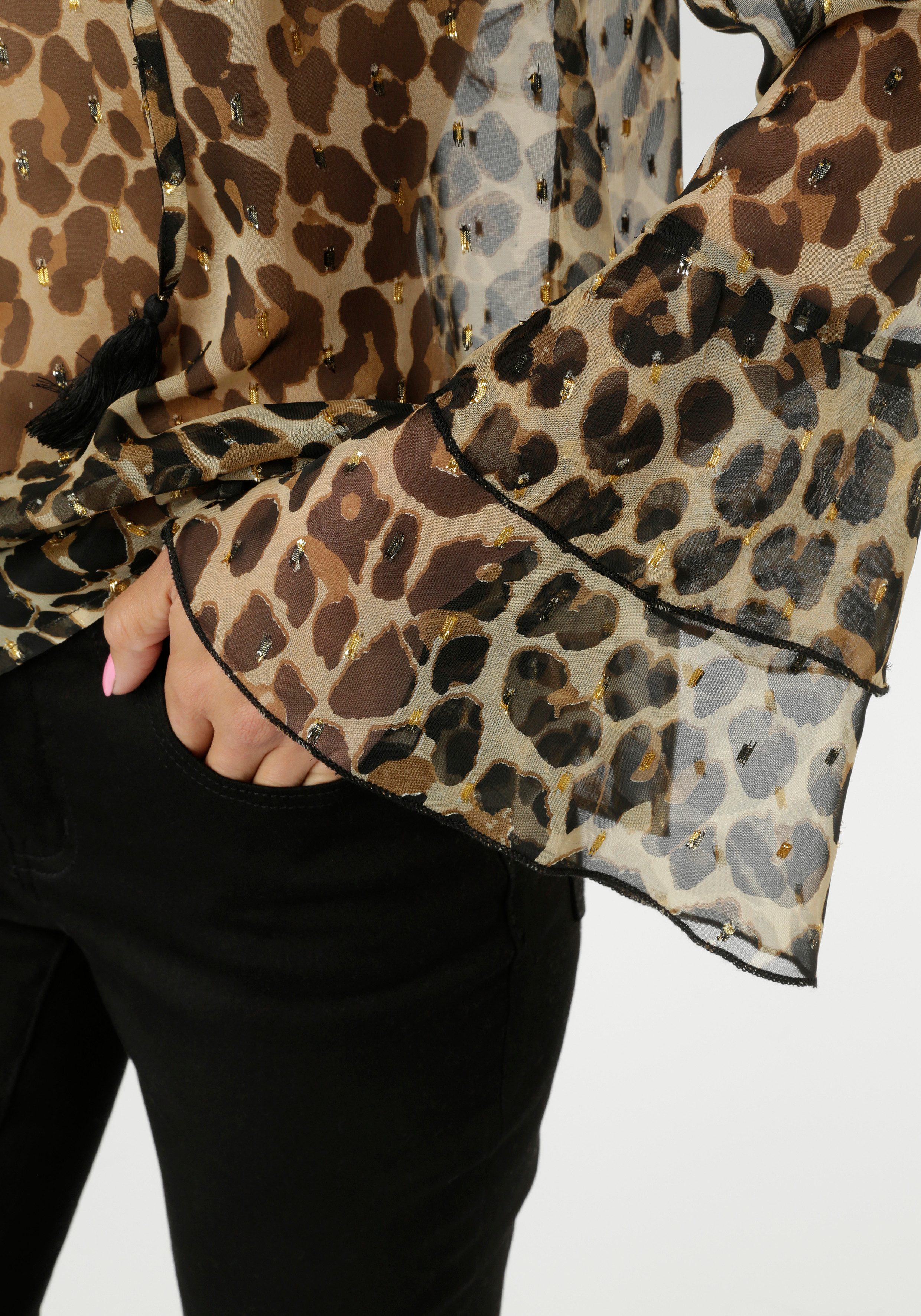 Aniston SELECTED Chiffonbluse im modischen Animal-Print mit Glanzgarn