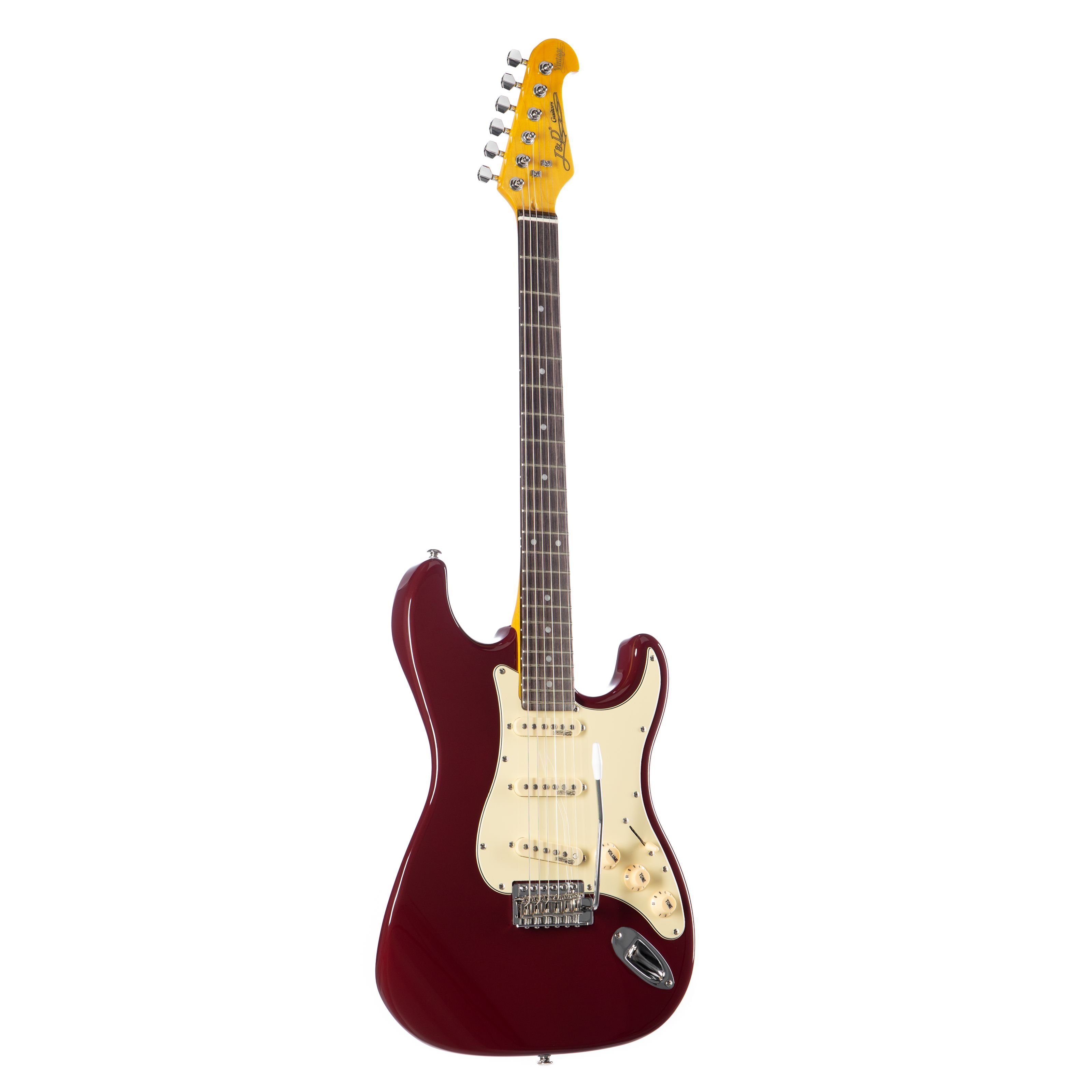 J & D E-Gitarre, E-Gitarre im ST-Stil mit Erle-Korpus Ahorn-Hals Keramik Single Coil Red Vintage Style, E-Gitarren, ST-Modelle, E-Gitarre, ST-Stil, Vintage Style