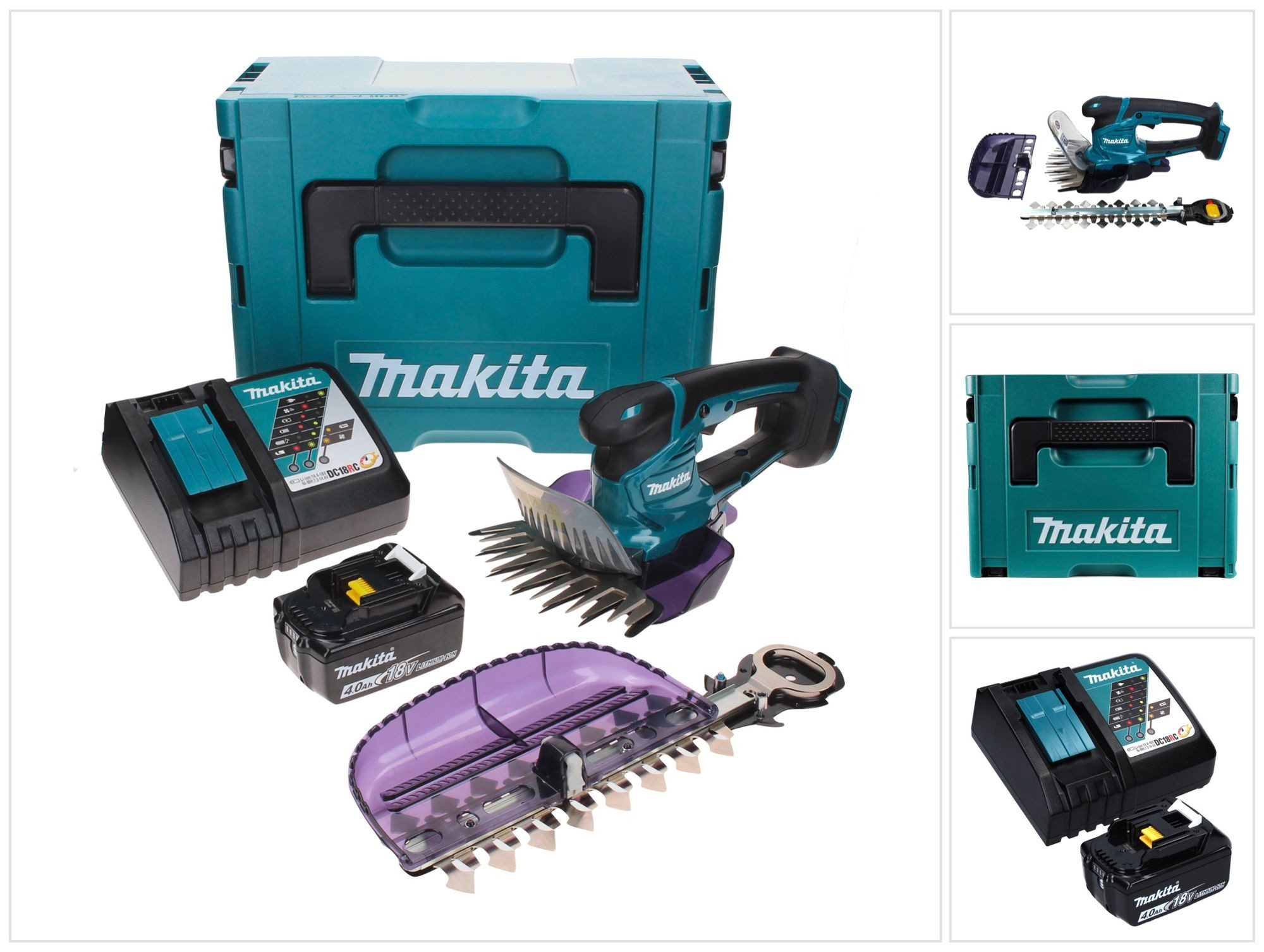 Makita Akku-Grasschere DUM 604 RM1XJ Akku Grasschere 18 V mit Gras- und Strauchscherblatt