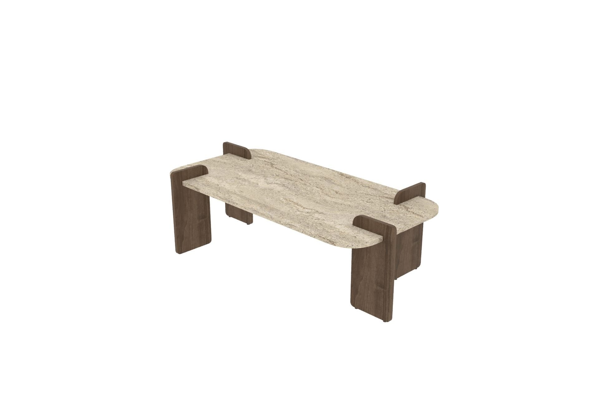 Skye Decor Couchtisch Siam Leapiri (Packung, 1 Tisch), Japandi Deko,Briete 120, Rechteckige Bauform, Travertin Walnuss
