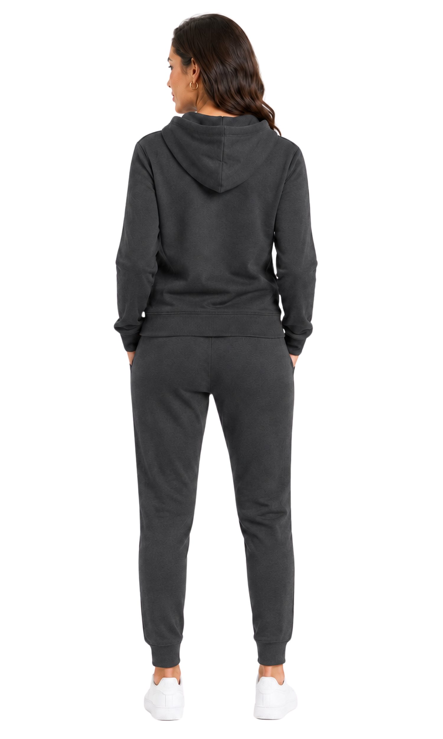 L.gonline Freizeitanzug Damen Jogging-ANZUG X240, Prime, Anthrazit, L (Kapuzenjacke mit Reißverschluss, Hose, 2-tlg), Fitness Freizeit Casual