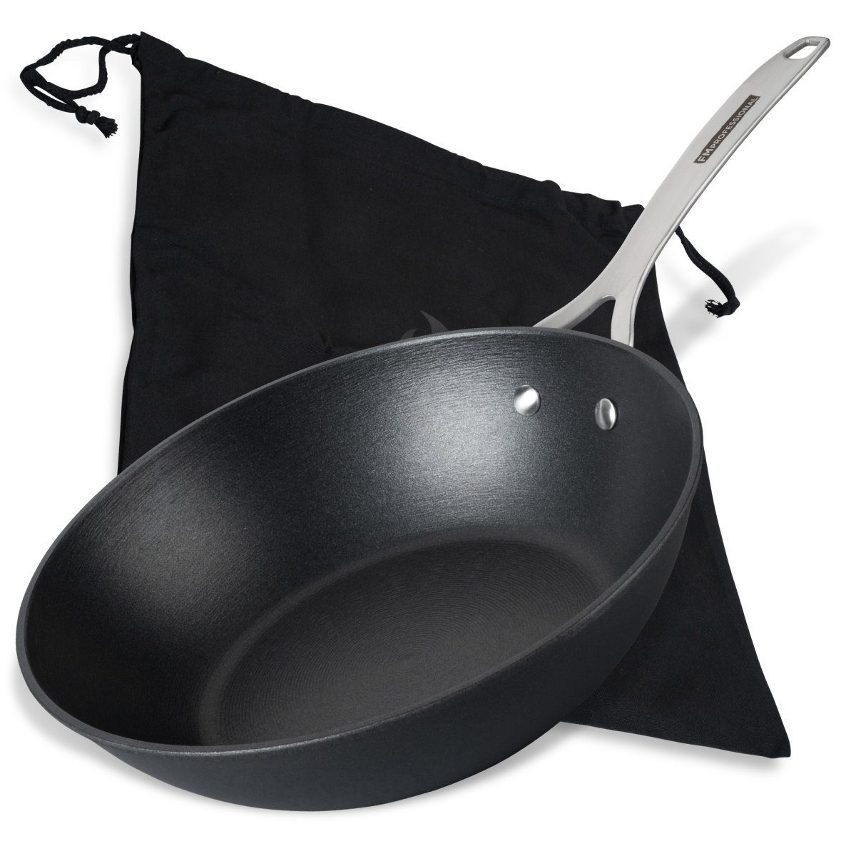FMprofessional Wok Force aus Gusseisen 28 cm – Bratpfanne mit Antihaftbeschichtung, Gusseisen