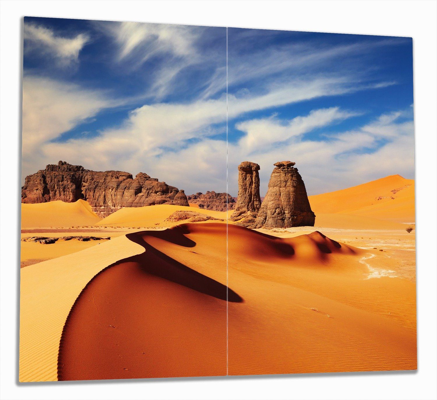 Wallario Herd-Abdeckplatte Felsen und Sand in der Sahara Wüste, ESG-Sicherheitsglas, (Glasplatte, 2 tlg., inkl. 5mm Noppen), verschiedene Größen
