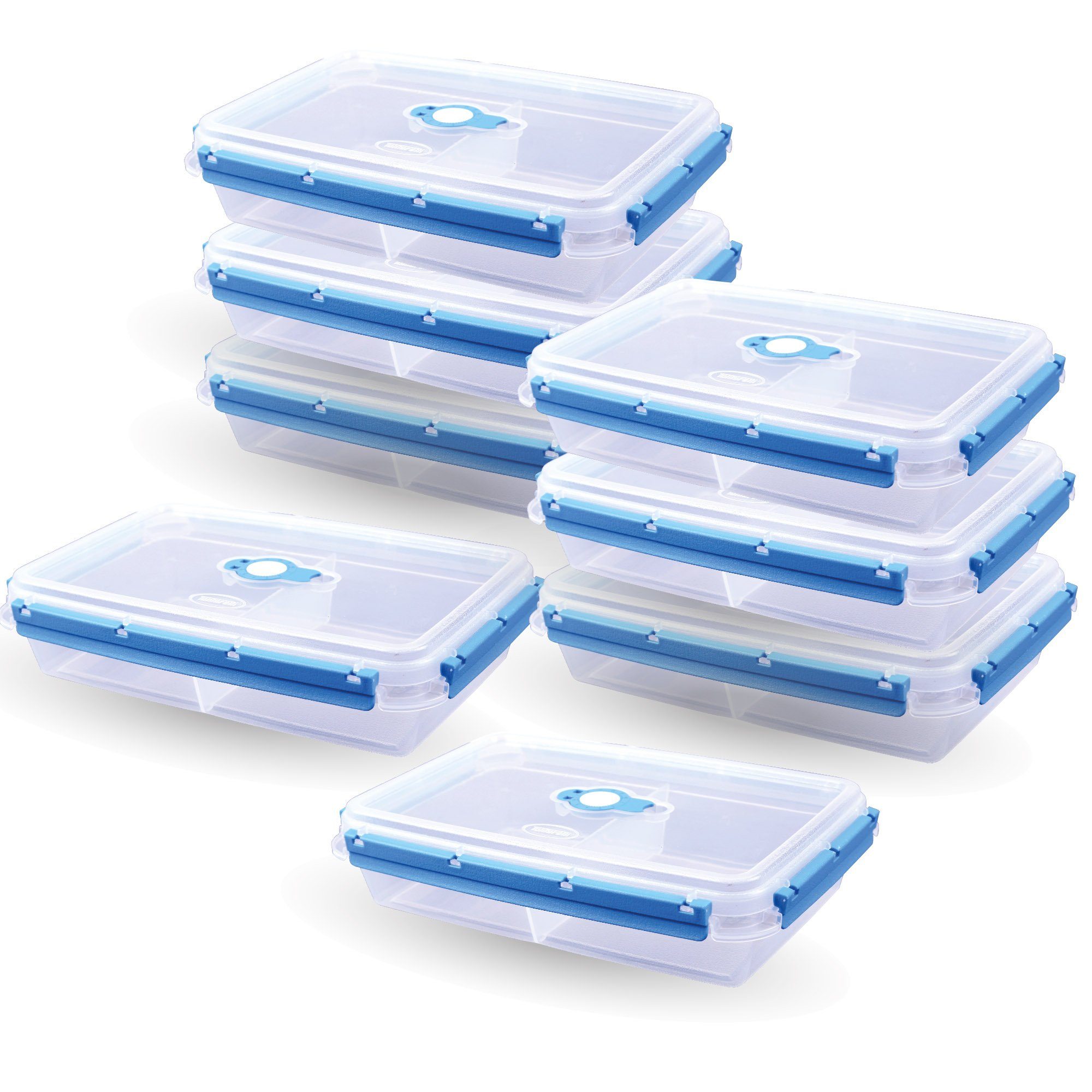 Tontarelli Frischhaltedose Brotdose 2 L, Kunststoff mit Trenner, (8-tlg), Vorratsdose für Lebensmittel - Aufbewahrungsbox luftdicht - Meal Prep