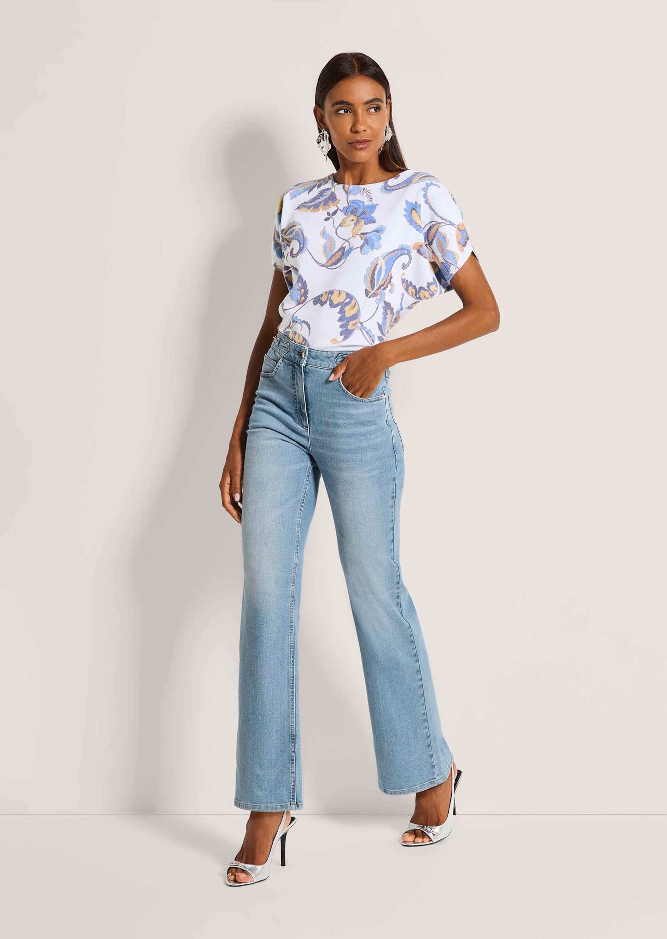 MADELEINE Gerade Jeans Straight-Leg-Jeans mit Formbund 5-Pocket-Hose mit Gürtelschlaufen, Taschen und Knöchellänge