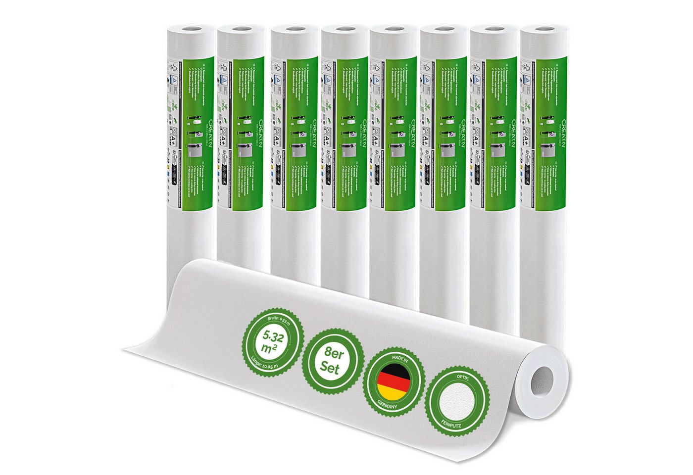 Veluxis Vliestapete Veluxis® Premium Vliestapete Creative, uni, Überstreichbar, atmungsaktiv & hochwertig - Wandtapete Made in Germany