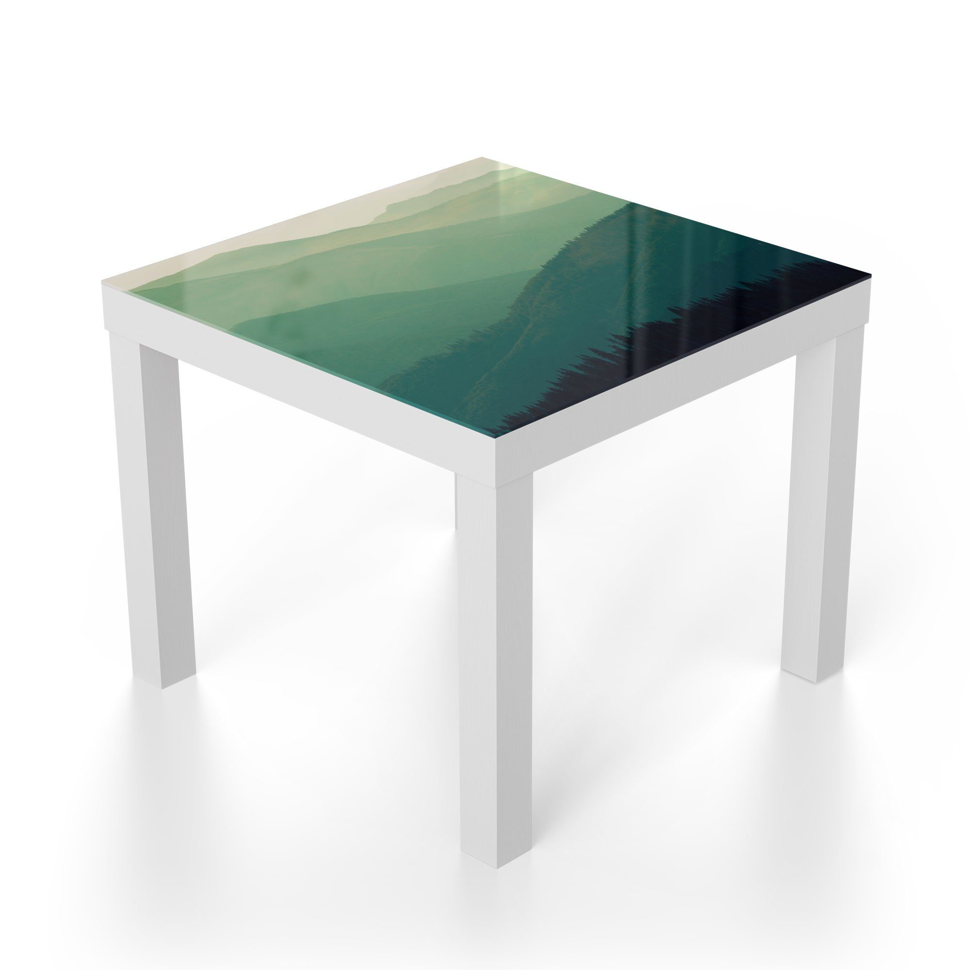 DEQORI Couchtisch Beistelltisch Glastisch 'Bewaldete Hänge', modern Glas Weiß