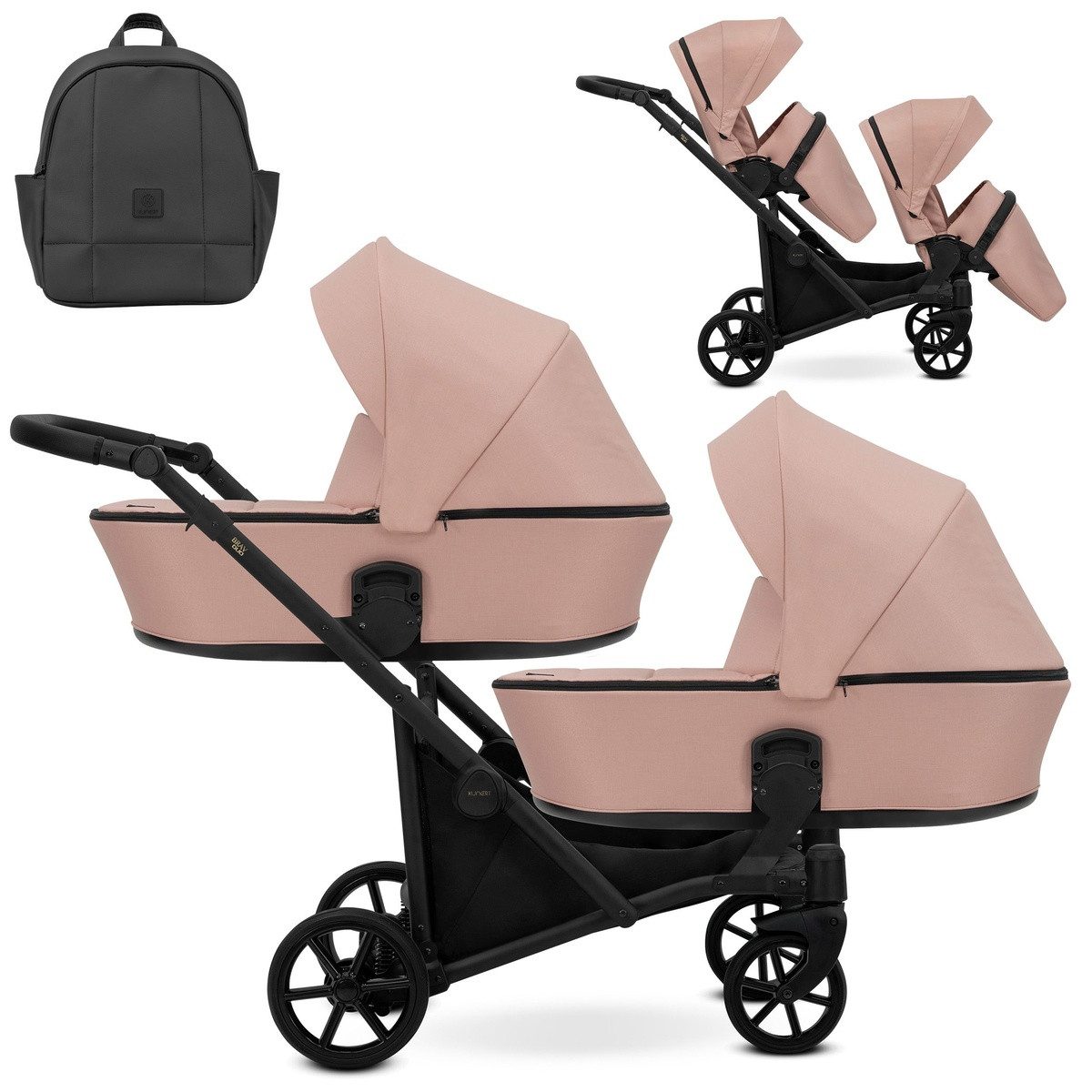 KUNERT Zwillings-Kombikinderwagen BRAV DUO 2in1 Doppelkinderwagen von KUNERT - Flexibel und Kompakt, 12 verschiedene Konfigurationen, leichtes Aluminiumgestell