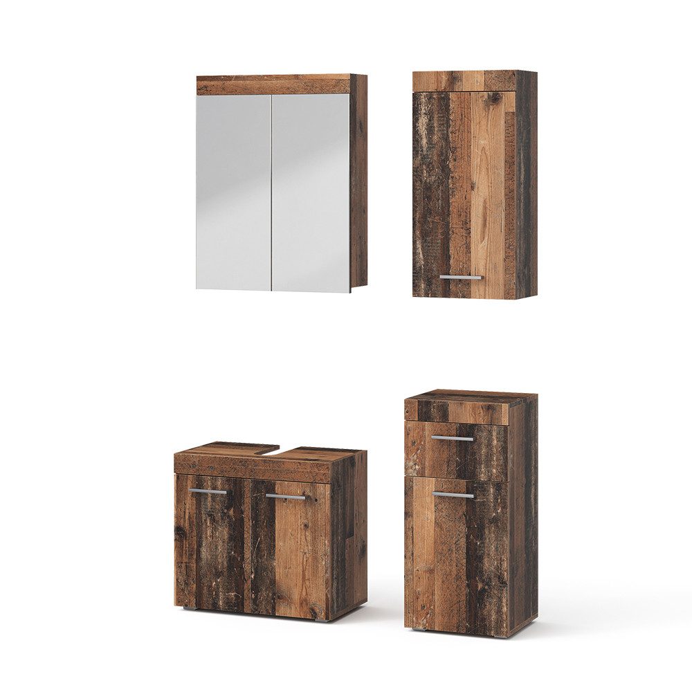 Vicco Badmöbel-Set Luna, Oldstyle, 4 Teile, (4-St., 4er Set)