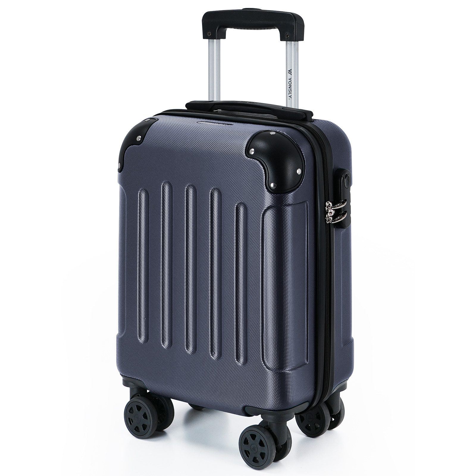 YONSLY Hartschalen-Trolley Hartschalen-Reisekoffer Trolley Rollkoffer in S/M/L/XL Größen, 4 Rollen, mit 360°-Lenkrollen, Zahlenschloss und mehrstufigem Teleskopgriff