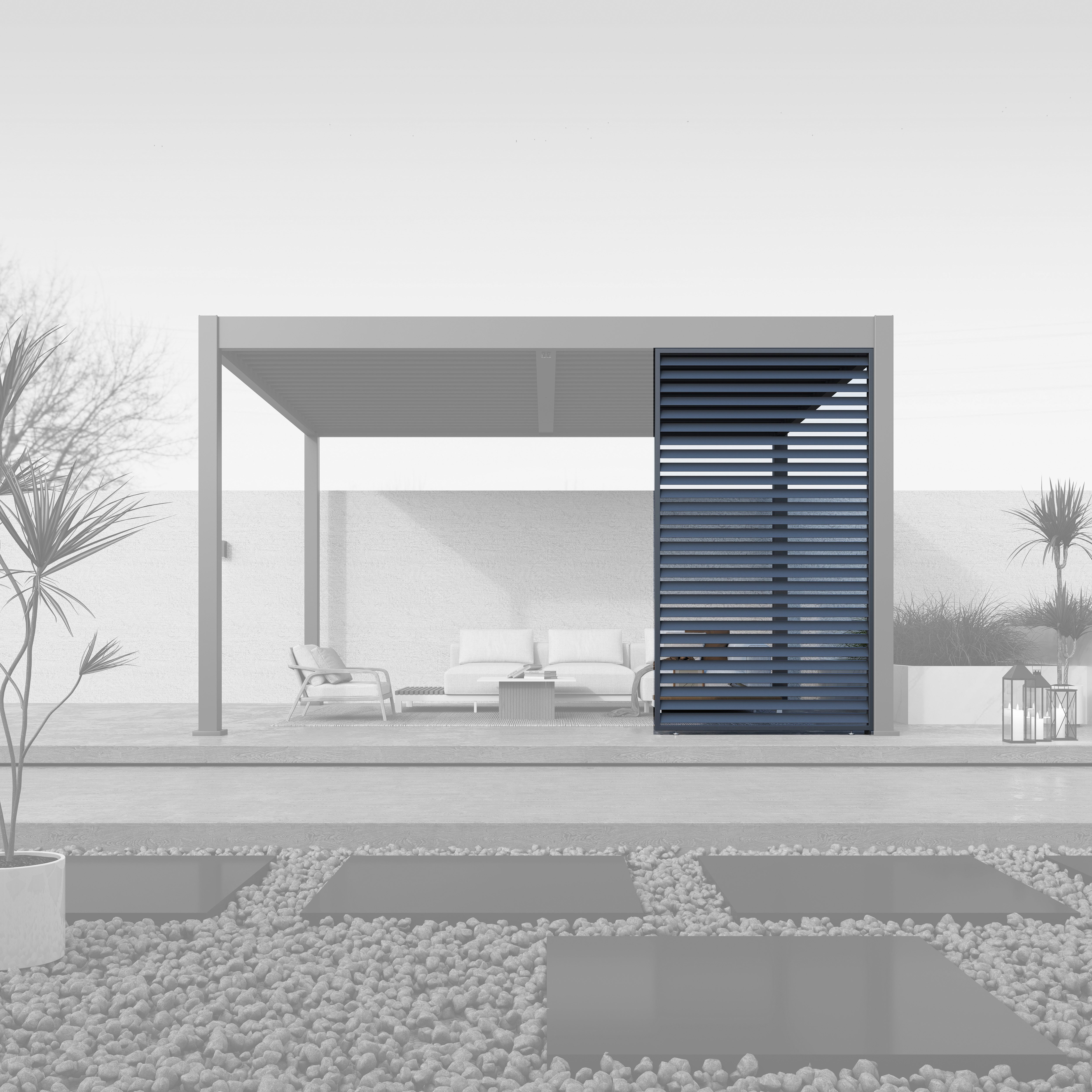 Paragon Pavillonseitenteil Lamellen Sichtschutz für Pergola Grand Tuscan 14 Grau, 135x234 cm, BxH: 135x234 cm