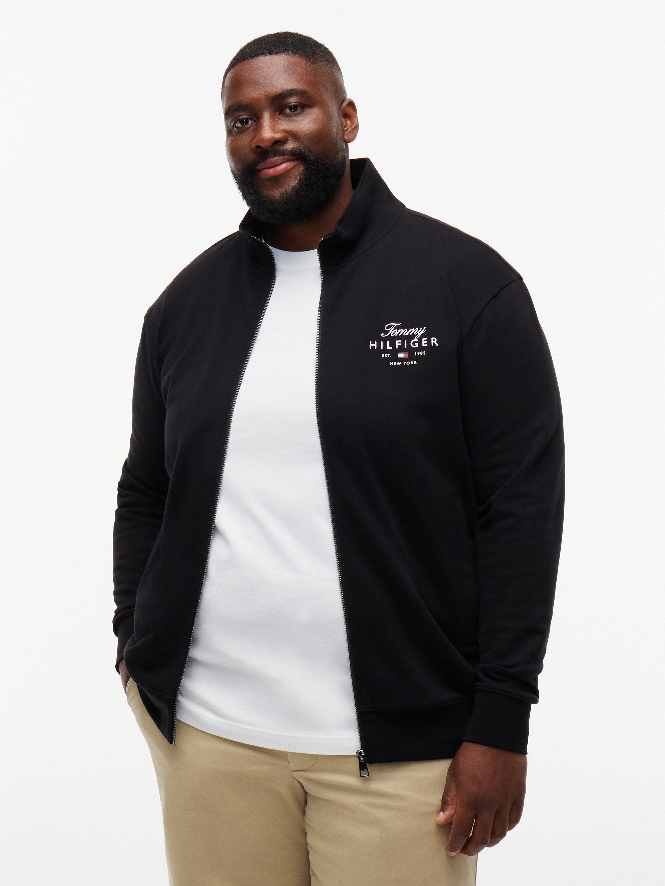 Tommy Hilfiger Big & Tall Sweatjacke BT-SCRIPT STACK STAND COLLAR Große Größen