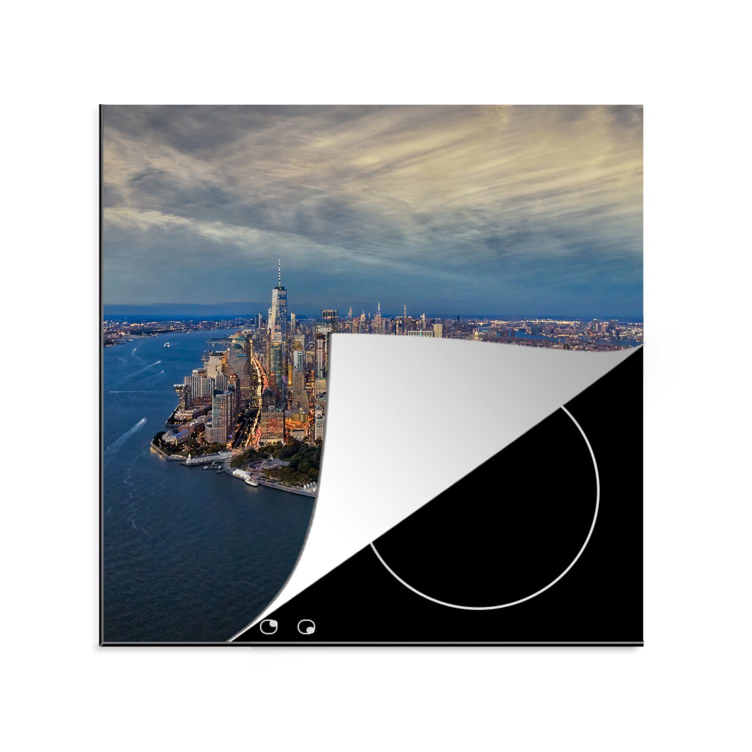 tlg), Manhattan (1 78x78 MuchoWow - küche Ceranfeldabdeckung, New - für Vinyl, cm, York Wasser, Herdblende-/Abdeckplatte Arbeitsplatte