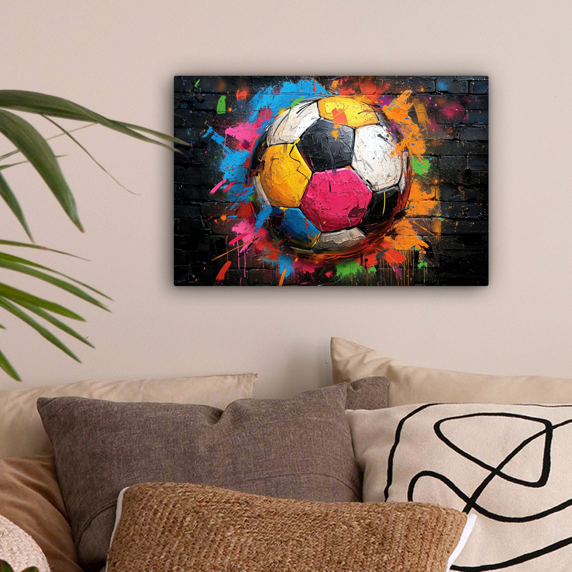 OneMillionCanvasses® Leinwandbild Graffiti - Fußball - Wand - Sport - Pop-A günstig online kaufen