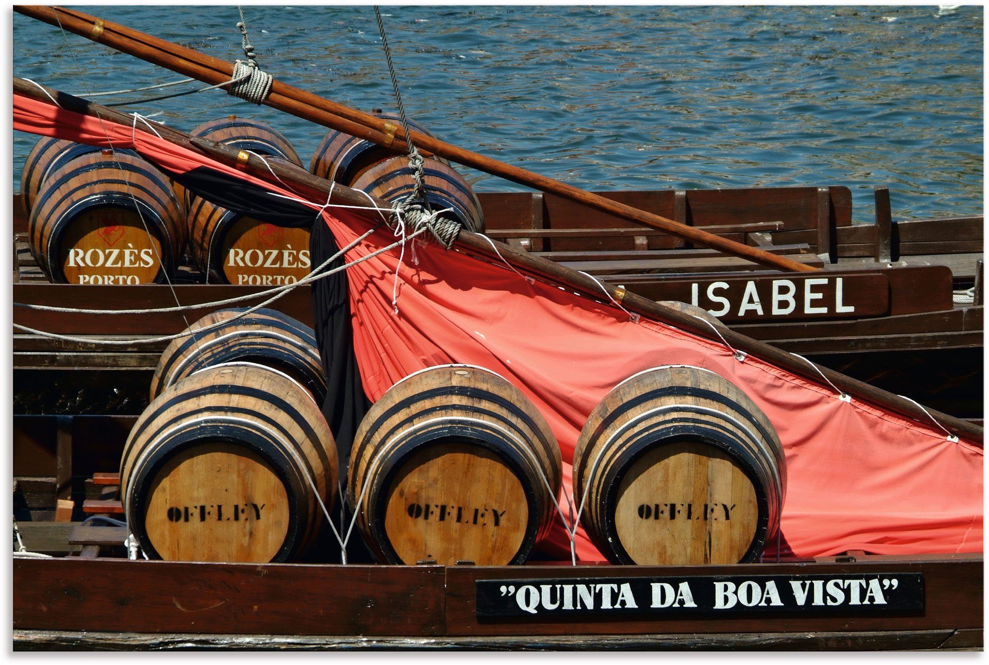 Wandaufkleber Transportboot versch. in Alubild, Bilder Schiffen von als Leinwandbild, Douro, Artland Booten Wandbild Größen (1 St), Poster & Portwein oder Typisches