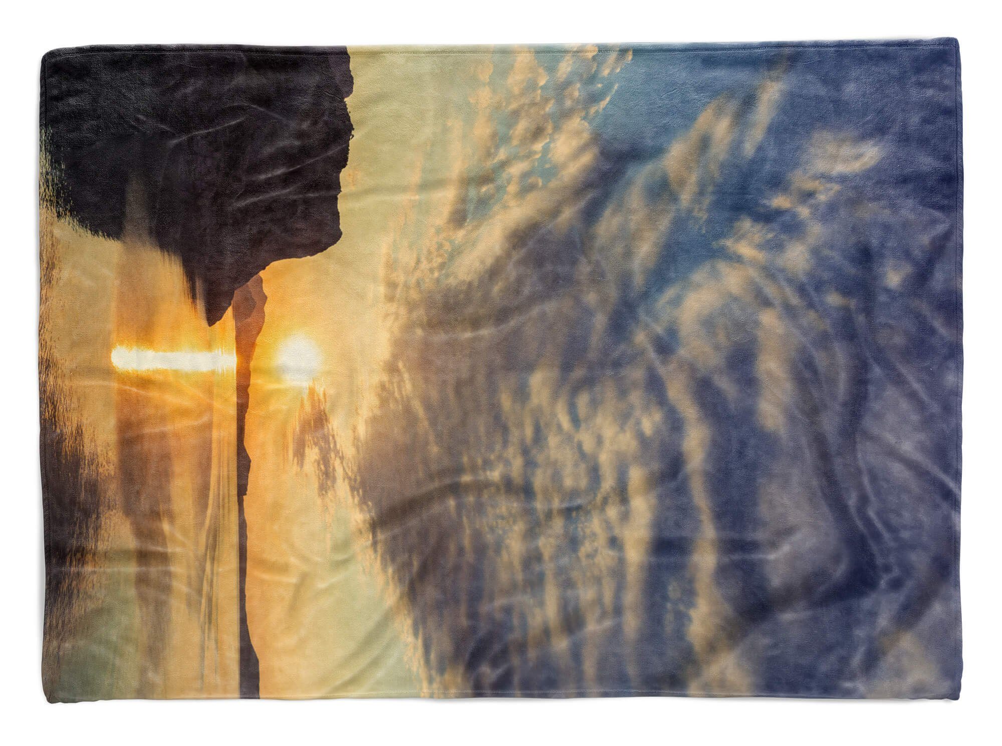 Strandhandtuch Kuscheldecke Fe, Handtuch mit Sonnenuntergang Sinus Saunatuch Baumwolle-Polyester-Mix Handtuch (1-St), Fotomotiv Handtücher Art