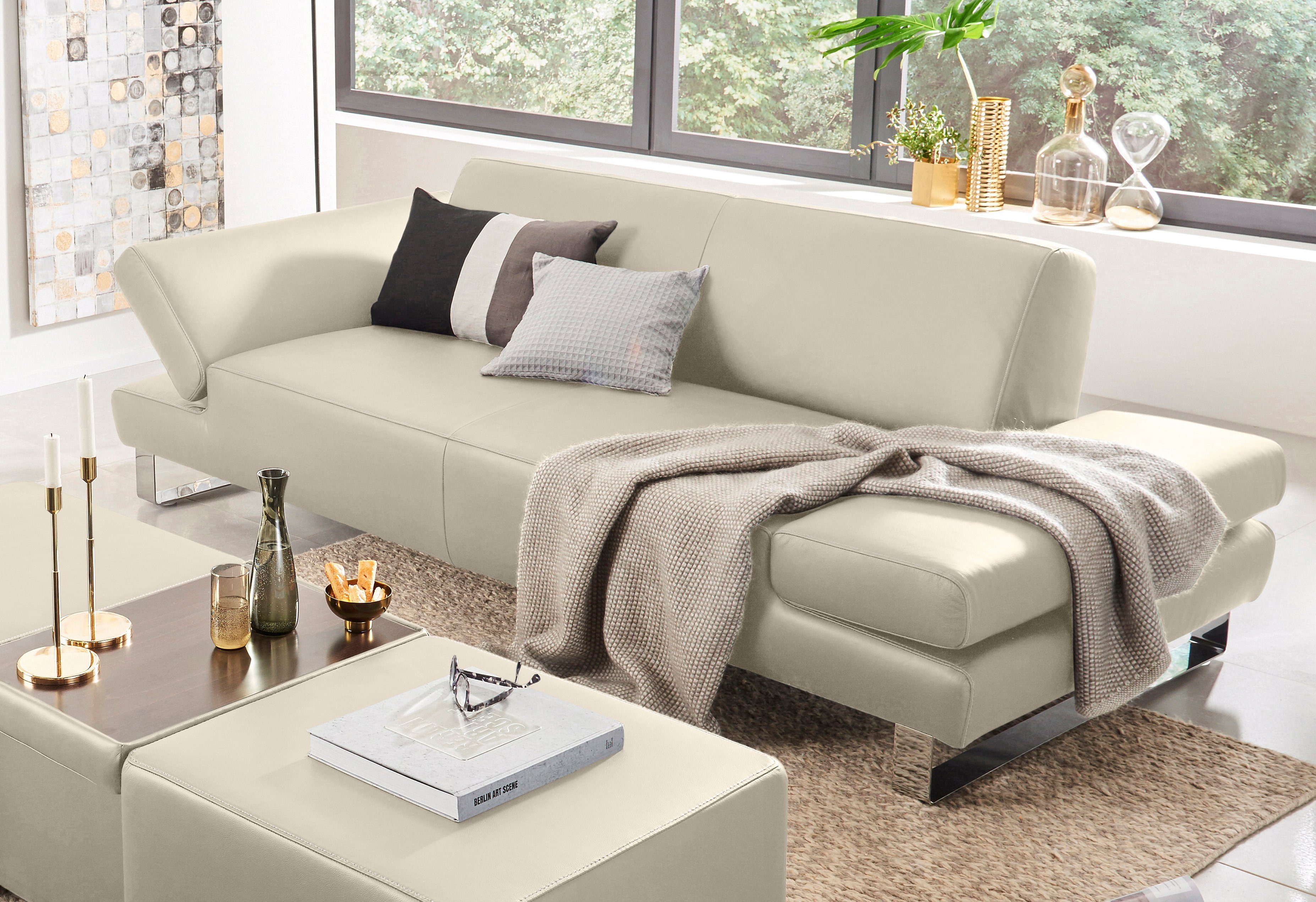 W.SCHILLIG 2-Sitzer taboo Designsofa mit hohem Sitzkomfort, mit Übertiefe, inklusive Armlehnenverstellung, mit Kontrastnaht