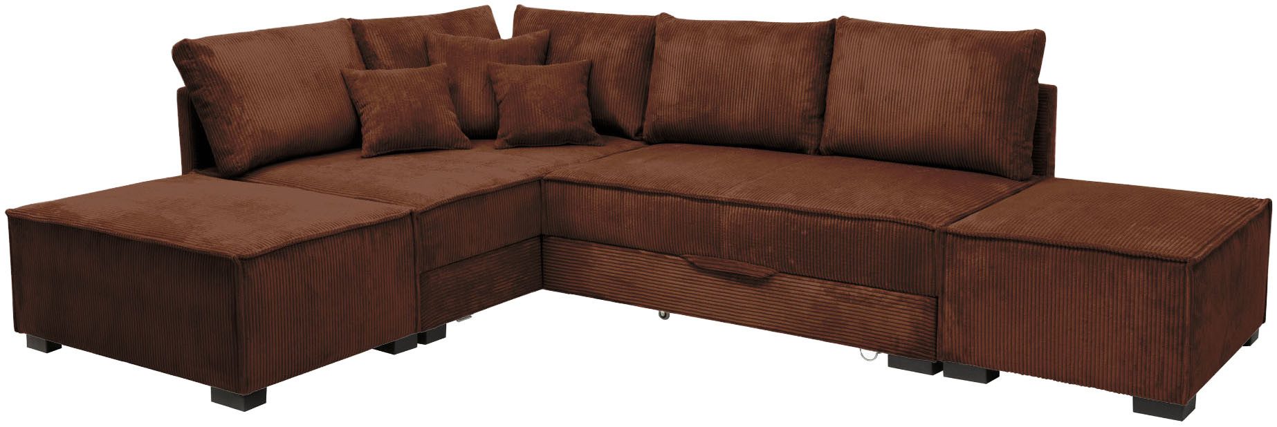Home affaire Ecksofa Night & Day L-Form, B: 316 cm mit Dauer-Schlaffunktion 180x200 cm, Set: Sofa & Hocker, Bettfunktion, Bettkasten & Kissen, Boxspringbett