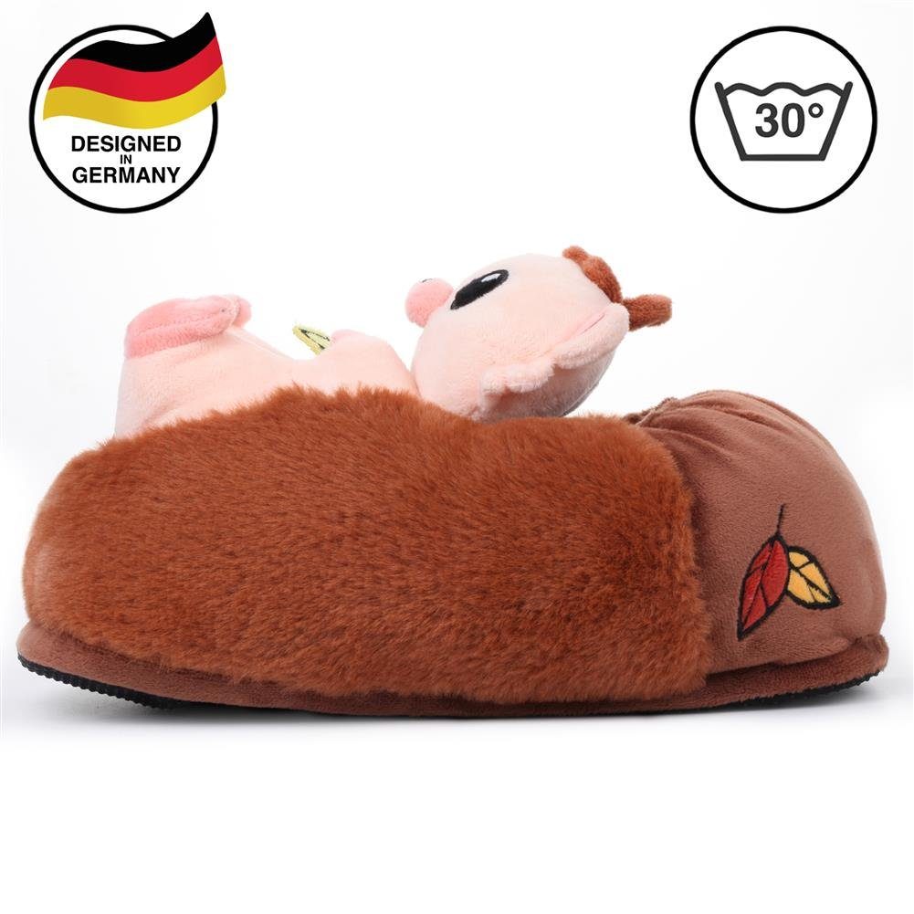 Tier Hausschuhe Löwe, Kater, Schaf, Plüsch Kinder Corimori Hund, Pantoffeln (braun) der Teddy, für Pferd cm Igel Igel, Hamster, 25-33,5 Einheitsgröße "Poki" Frosch, Bär,