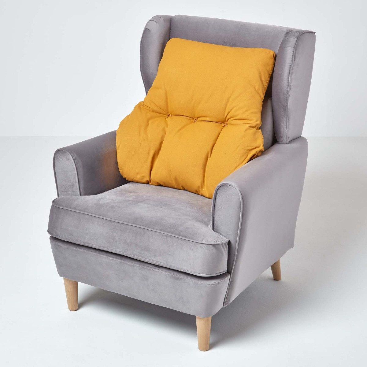 Homescapes Sitzkissen Rückenkissen senfgelb – Rückenstützkissen 68 x 58 cm günstig online kaufen