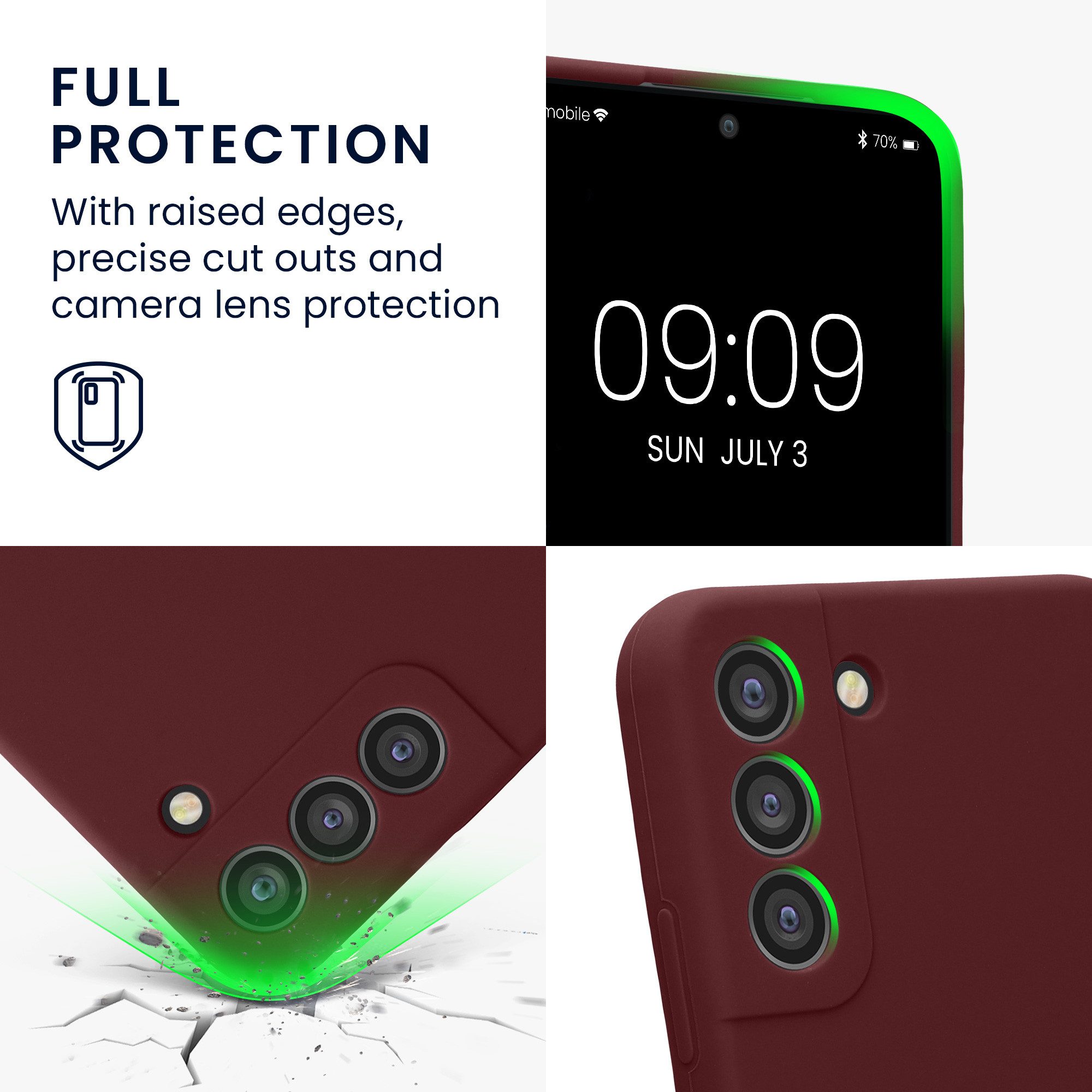 kwmobile Handyhülle Handyhülle für Samsung Galaxy S22 Plus Hülle, Hülle Silikon gummiert - Handyhülle - Handy Case in Bordeaux Violett