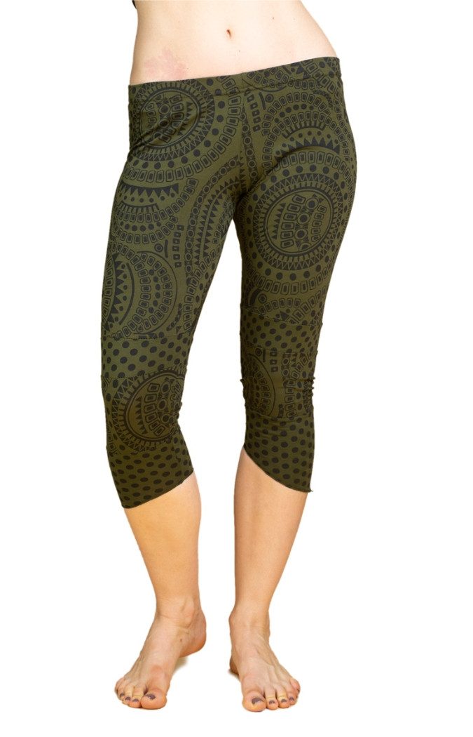 PANASIAM 3/4-Leggings Goa Leggings ‘Lalita‘ mit mandalartigen Kreismustern 100% Baumwolle Caprileggings sommerliche 3/4 Leggings Sommerleggings
