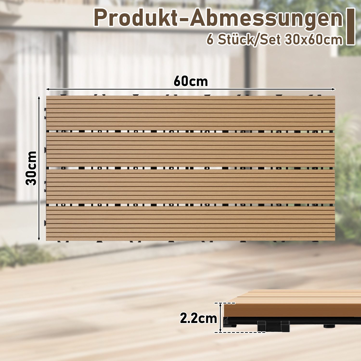 Clanmacy Holzfliesen WPC Terrassenplatte mit Drainage günstig online kaufen