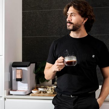 Cecotec Kaffeevollautomat 19 Bar Pumpendruck, Plug&Play-System Cremmaet Macchia White Rose, Kaffeevorratsbehälter mit integrierter Mühle, Automatische Reinigung