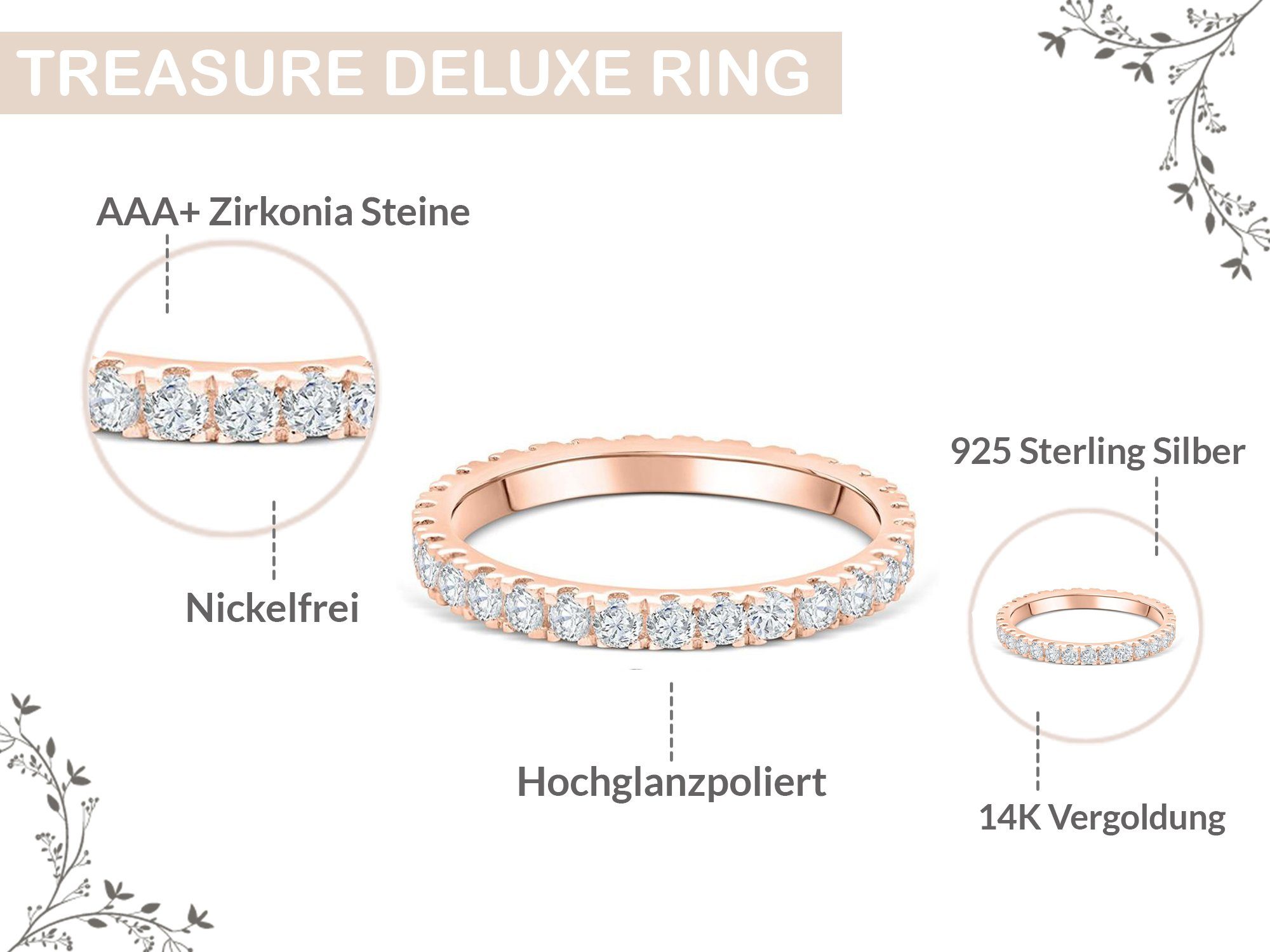 Lisandra Scott Silberring Eternity Ring Treasure 925 Sterling Silber mit Zirkonia Steinen Breit, Für starke Gefühle & stilvolle Hände – breiter Silberring mit Glanz