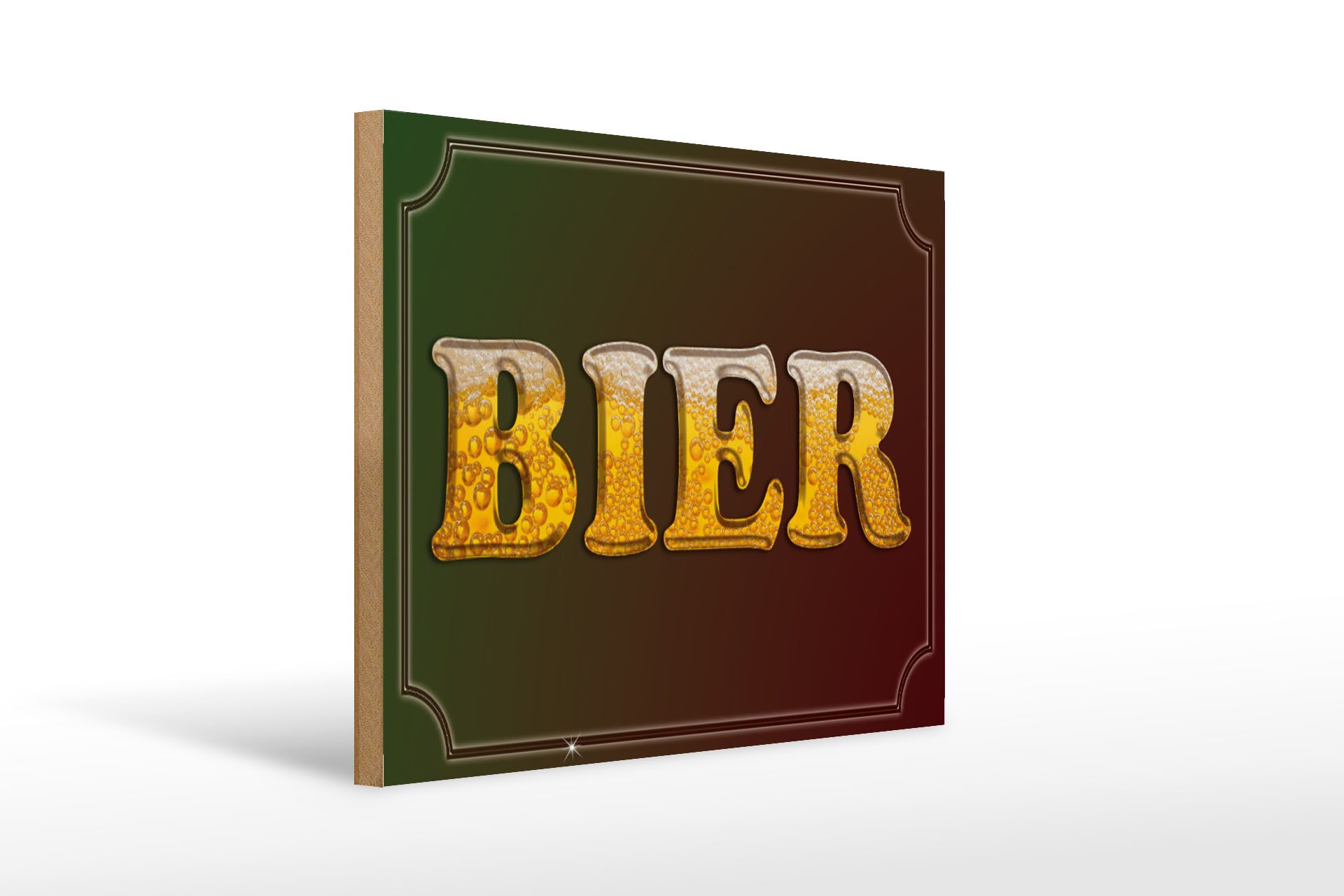 Holzbild Hinweis 40x30cm Bier Wanddeko