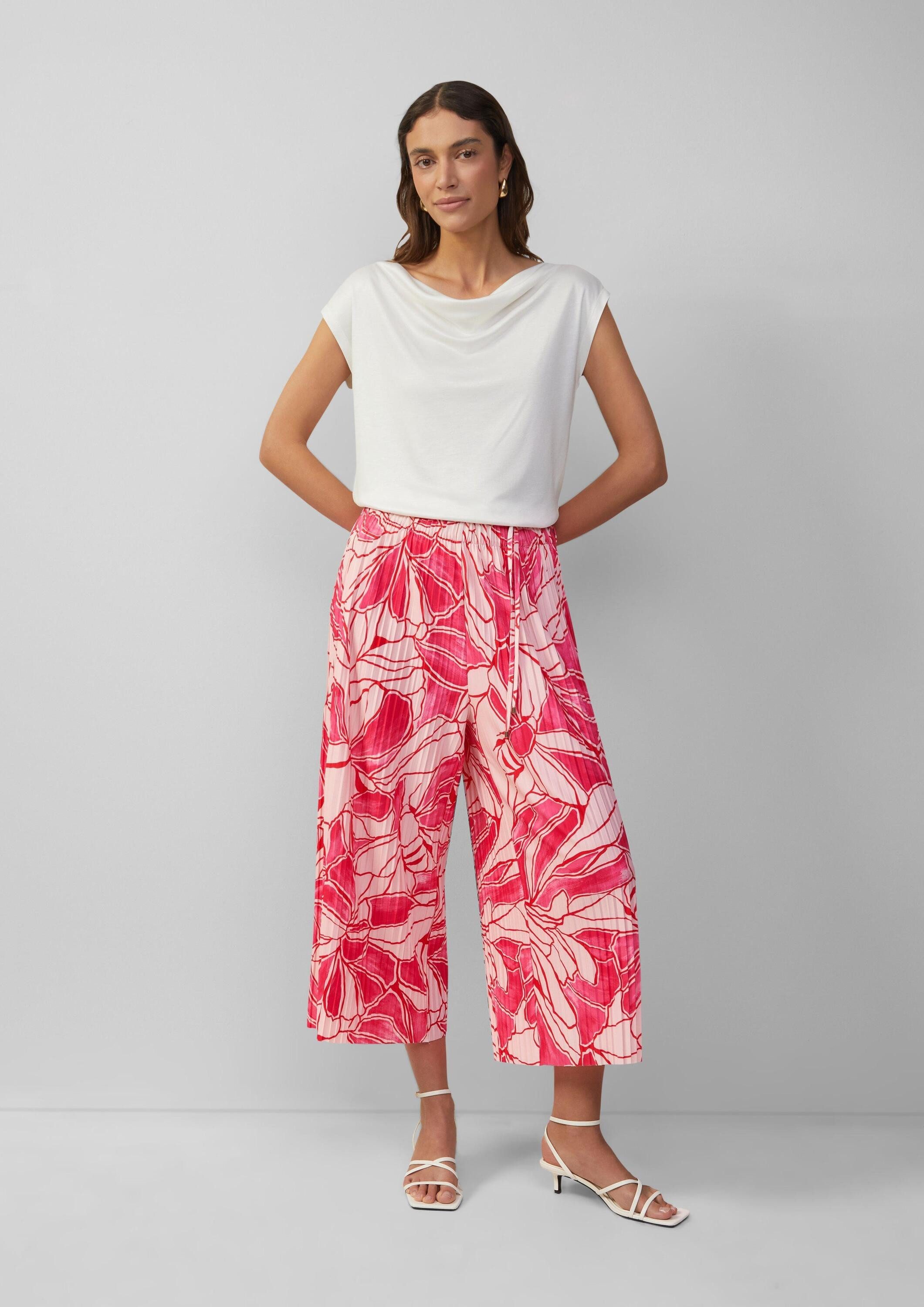 s.Oliver Culotte Hose Plissierte Culotte mit All-over-Print und Elastikbund günstig online kaufen
