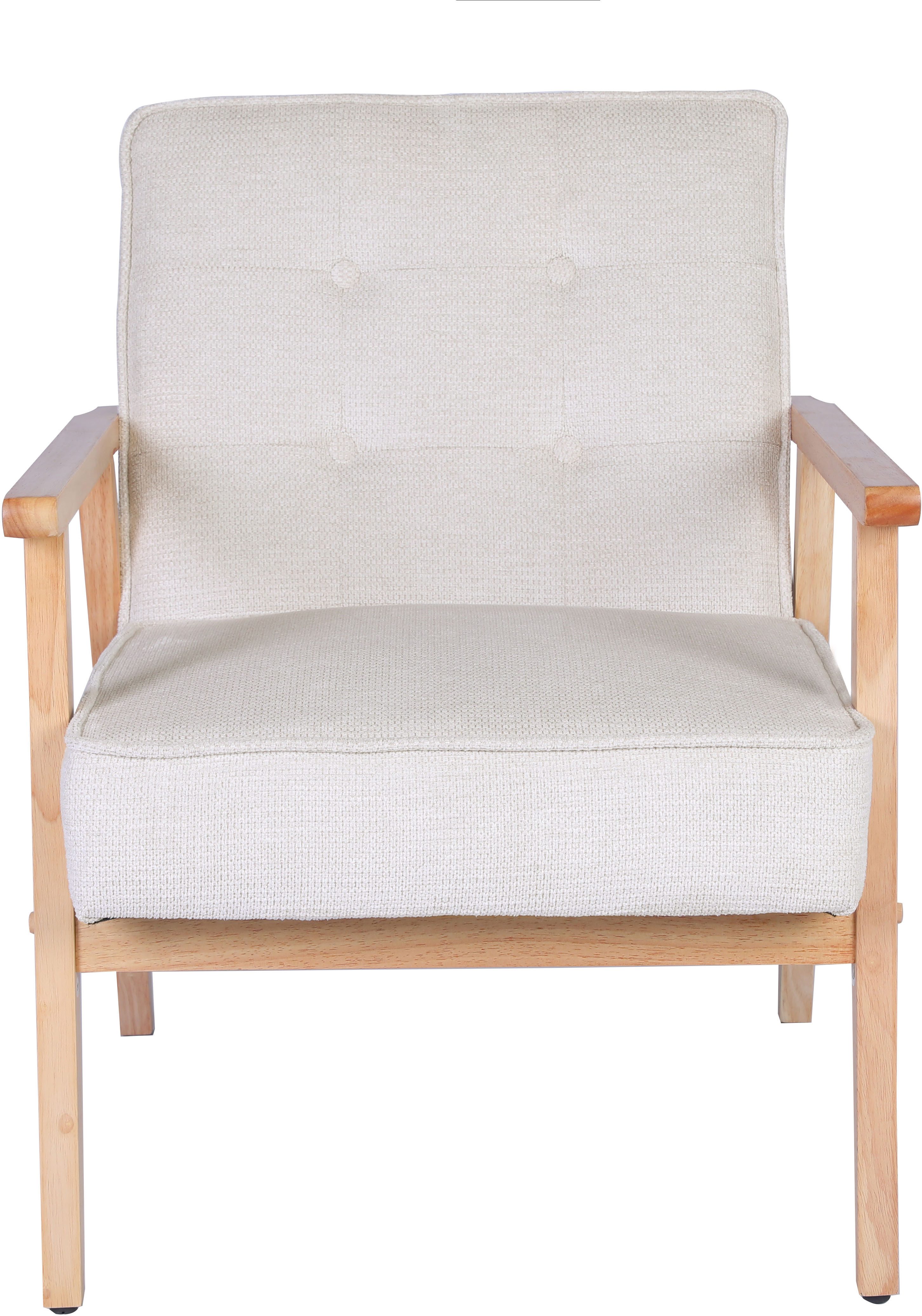Home affaire Loungesessel MENONRI mit Armlehnen aus Massivholz, Relaxsessel, Lese-Sessel, Cocktailsessel in Cord und Webstoff