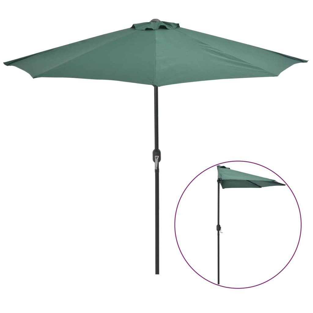 Sonnenschirm Balkon-mit Alu-Mast Grün 270x144 cm Halbrund